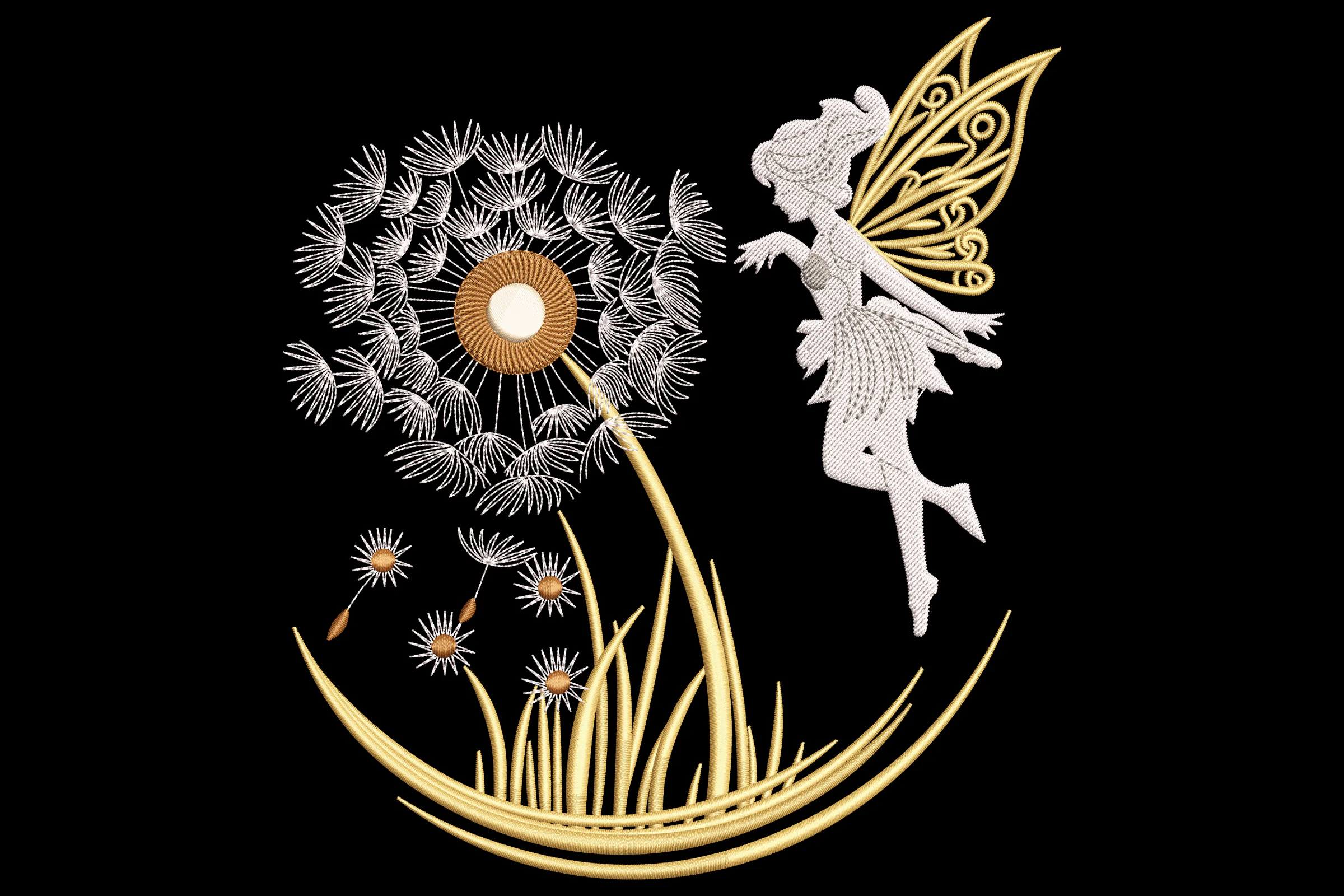 Magic Fairy On a Dandelion Embroidery Design