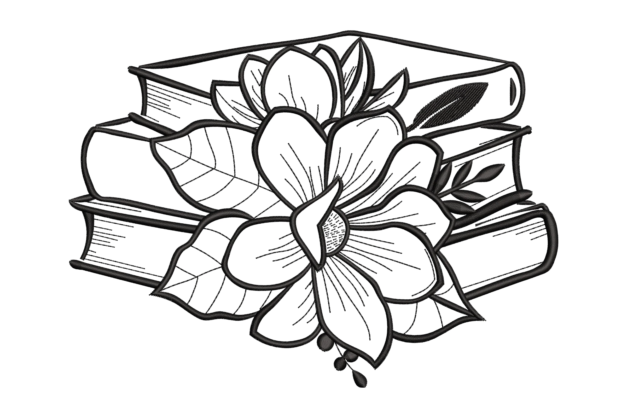 Floral Book Embroidery Design