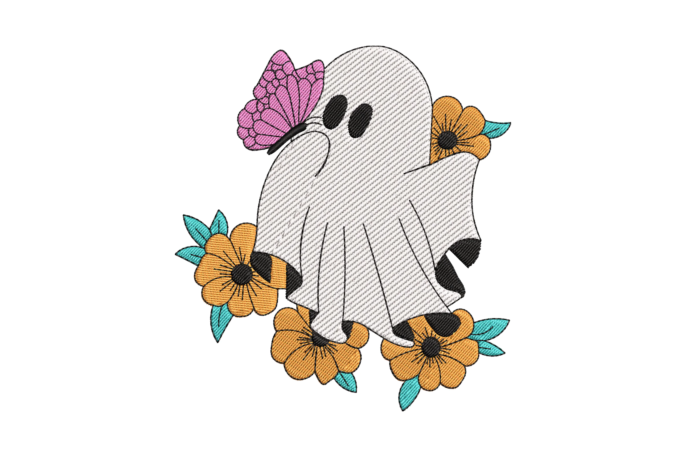 Ghost with Butterfly Embroidery Design