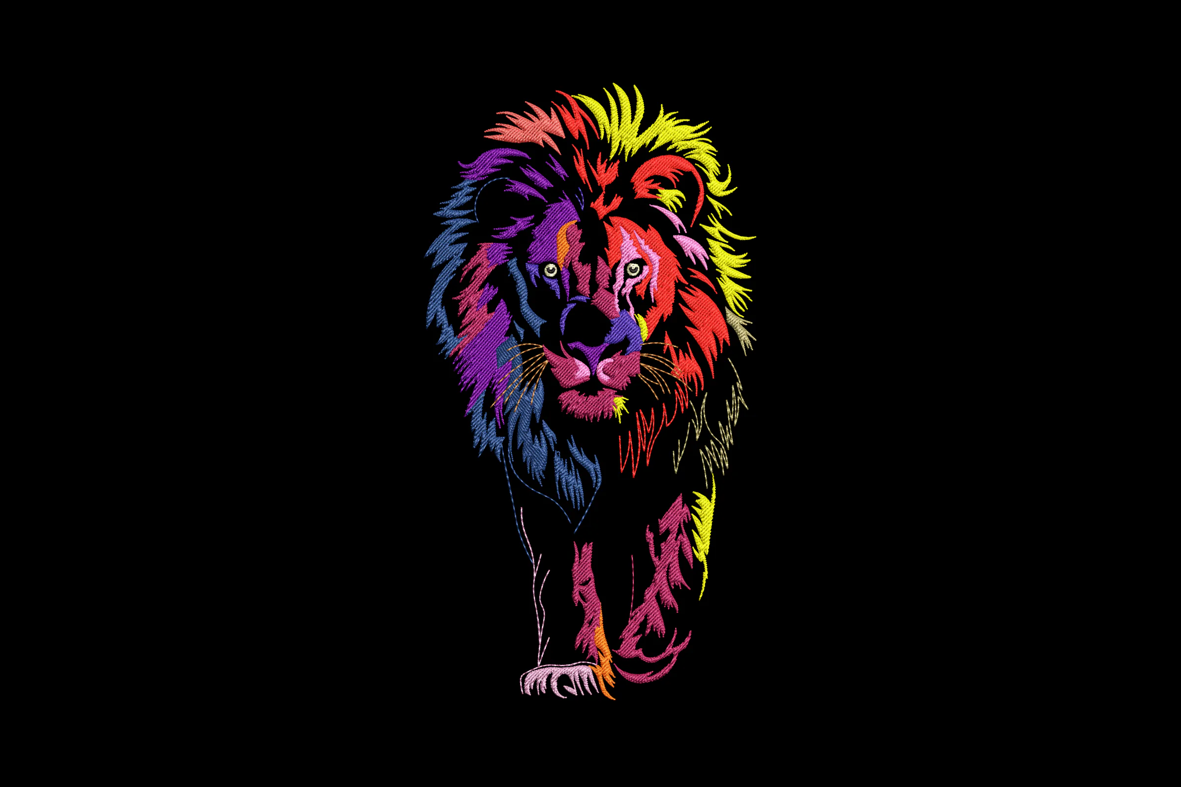 Colorful Lion Embroidery Design