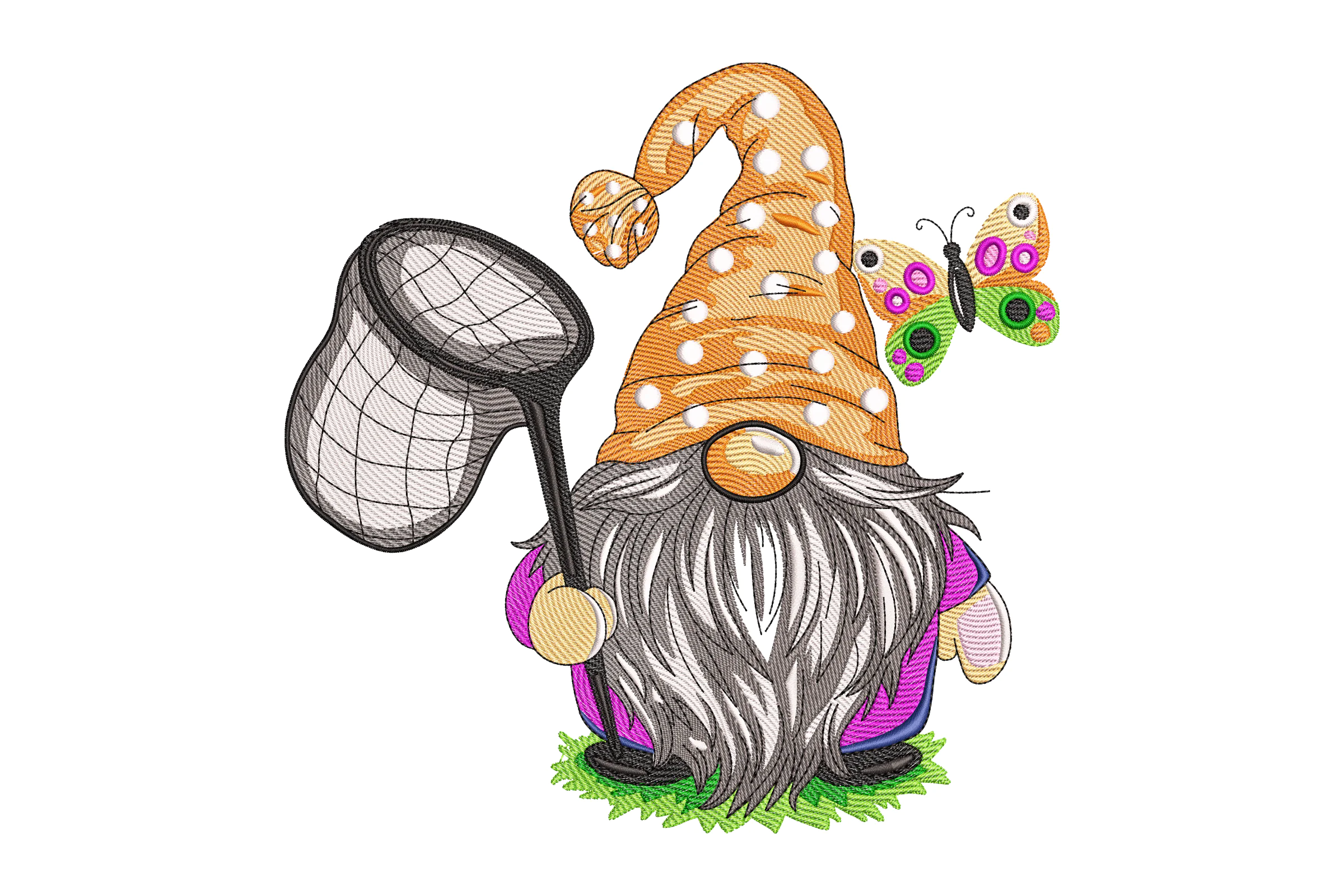 Spring Gnome with Butterfly Embroidery Design