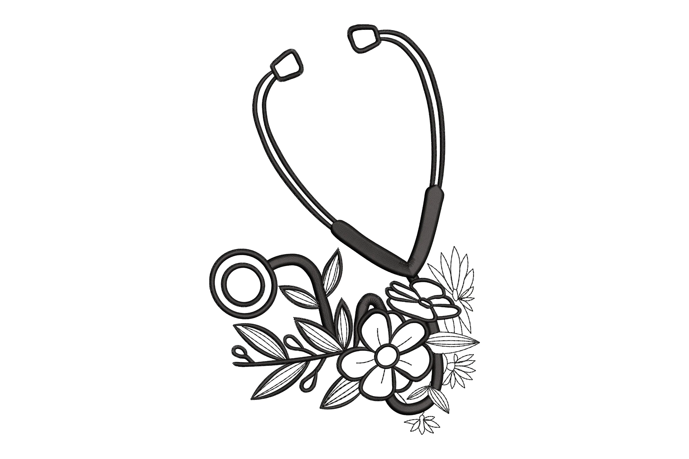 Floral Nurse Embroidery Design