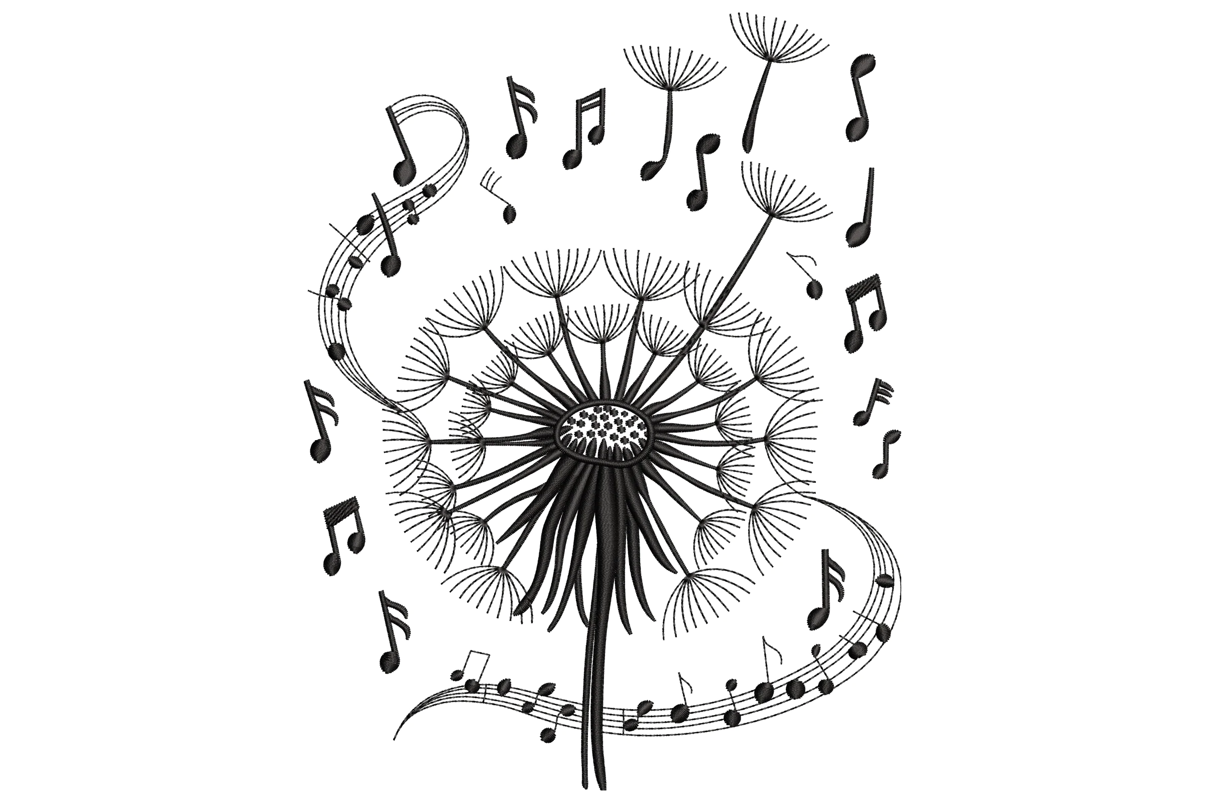Musical Dandelion Embroidery Design