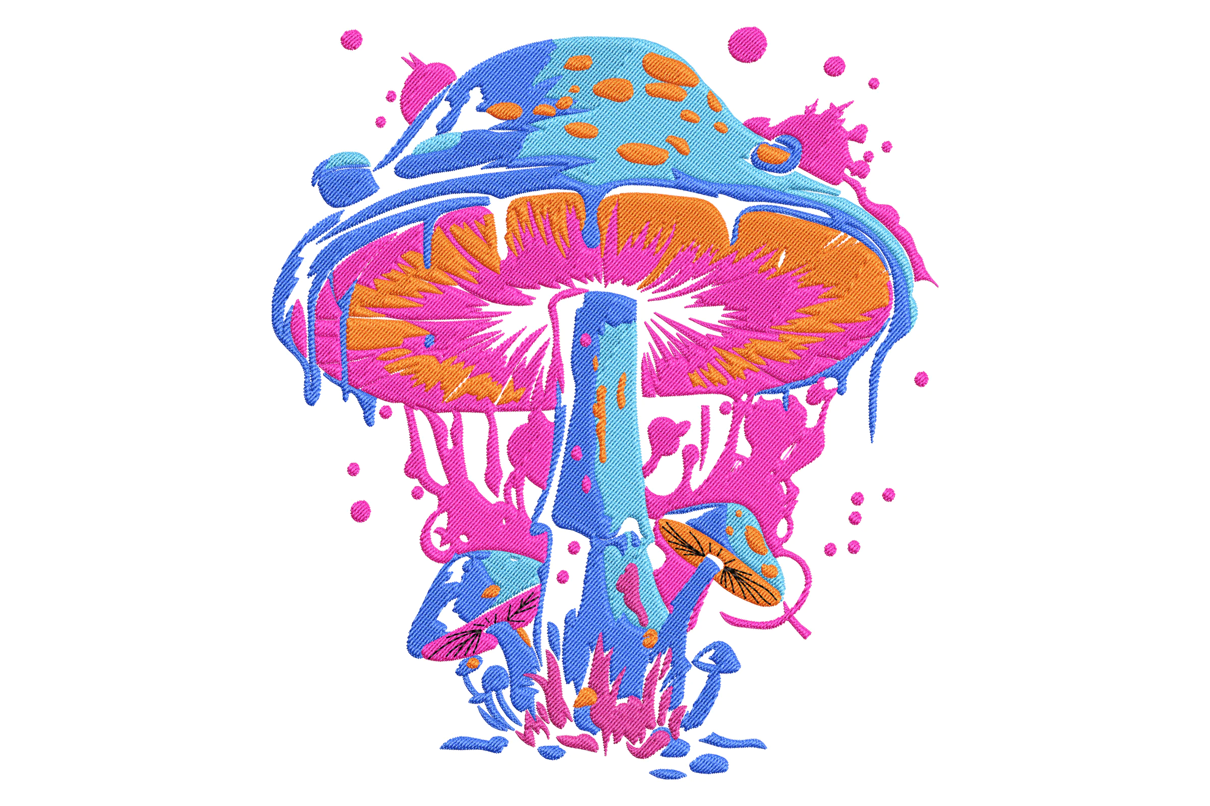 Vibrant Mushroom Splash Embroidery Design