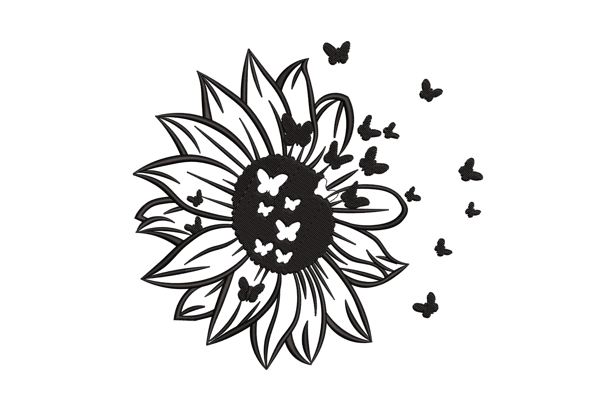 Sunflower And Butterfly Embroidery Design