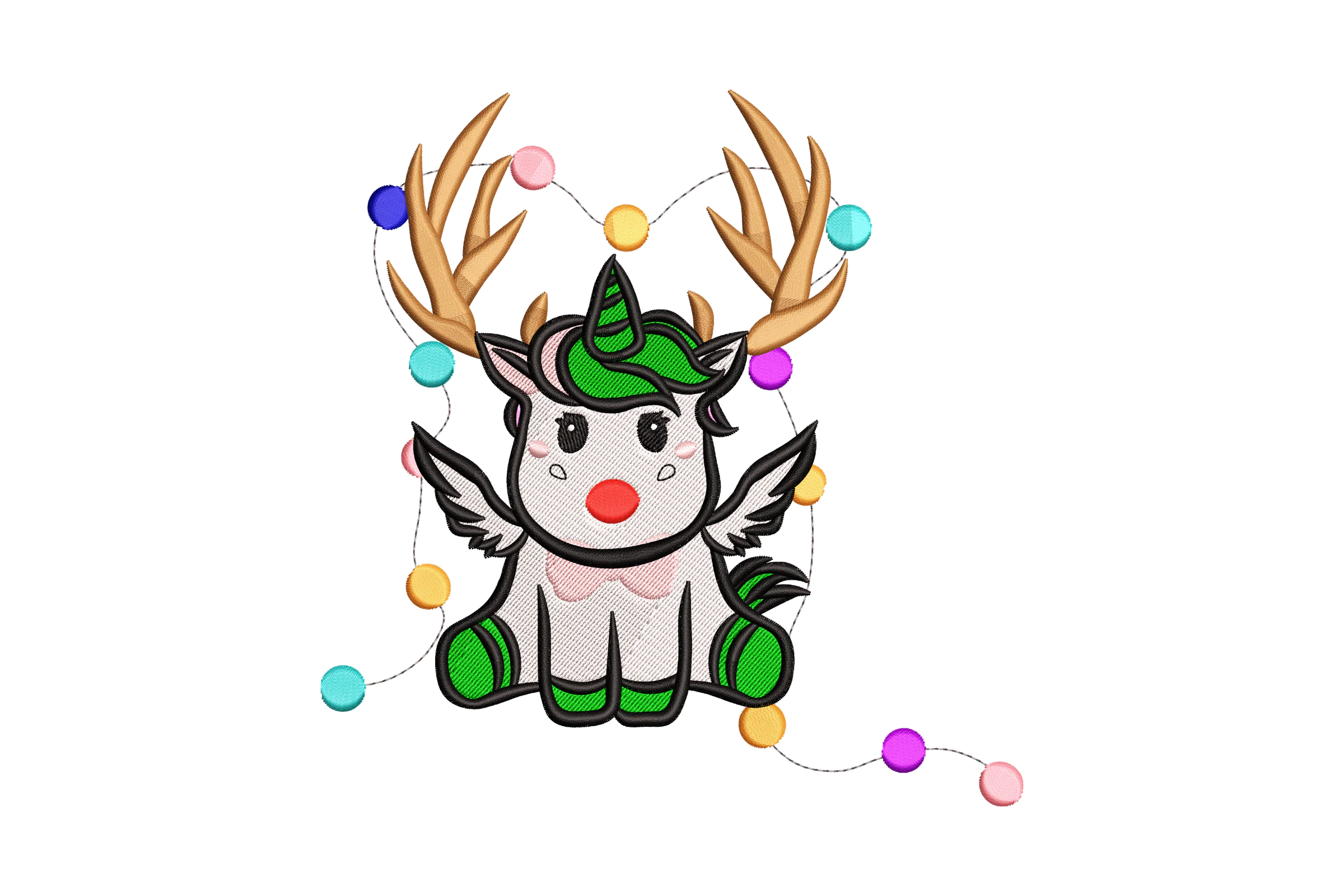 Unicorn Christmas Embroidery Design