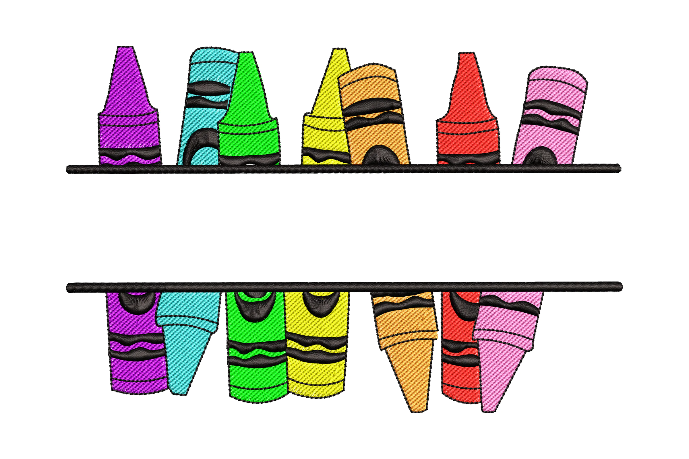 Colorful Crayon Border Embroidery Design