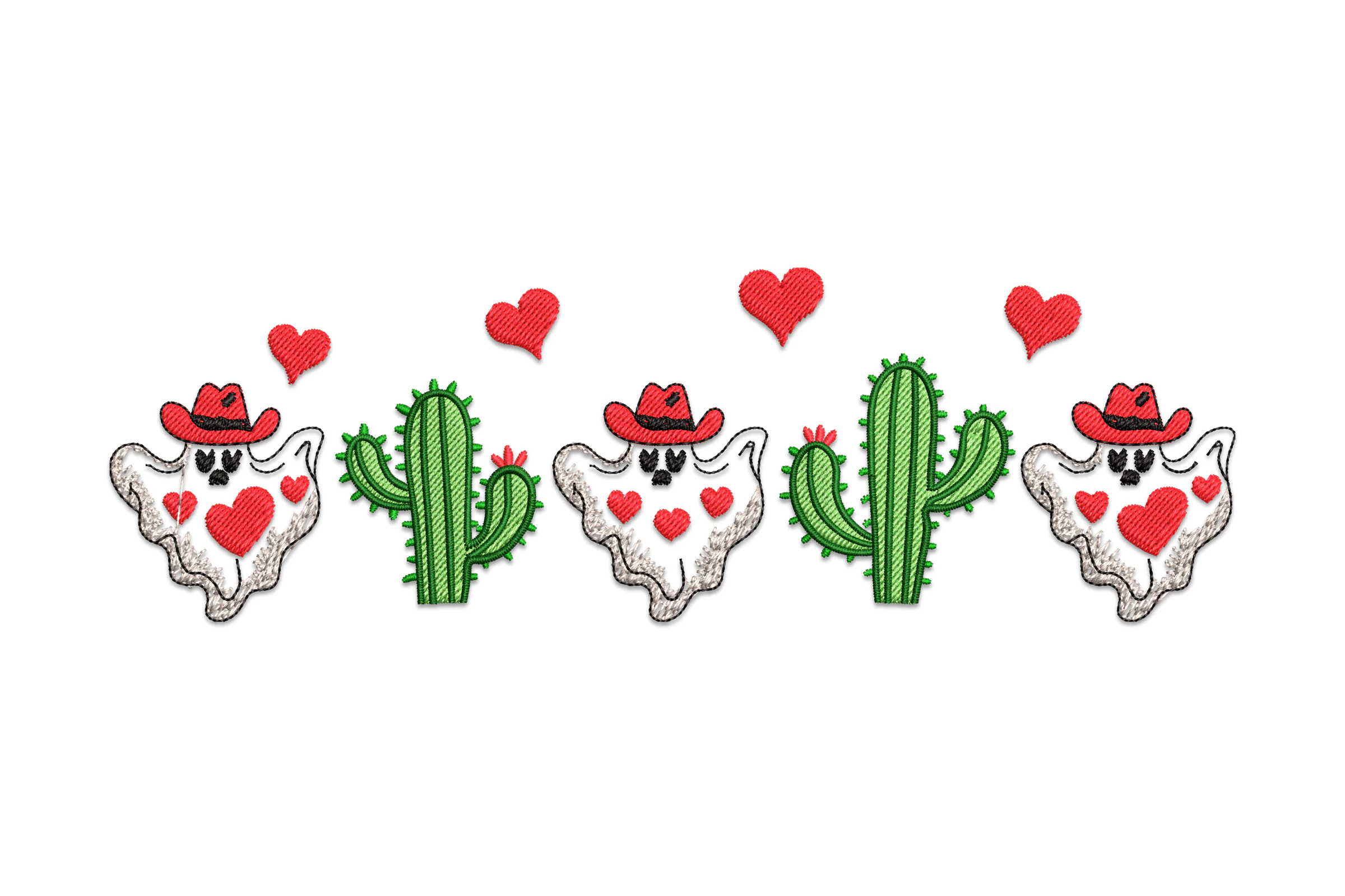 Valentine Cowboy Ghosts Embroidery Design