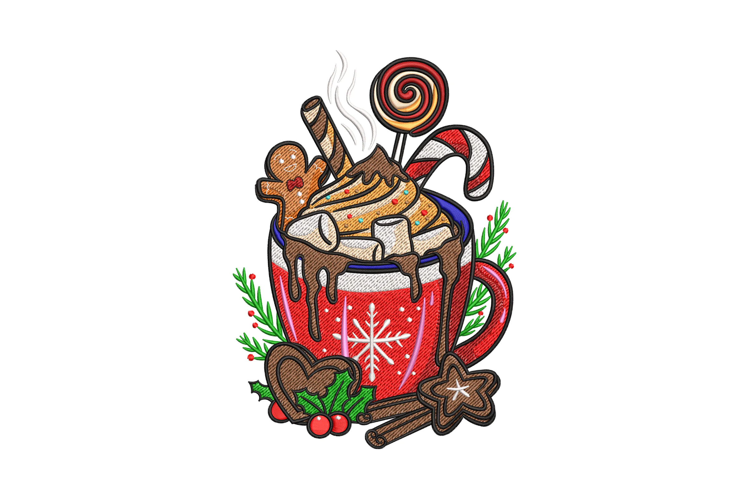 Christmas Coffee Cup Machine  Embroidery Design