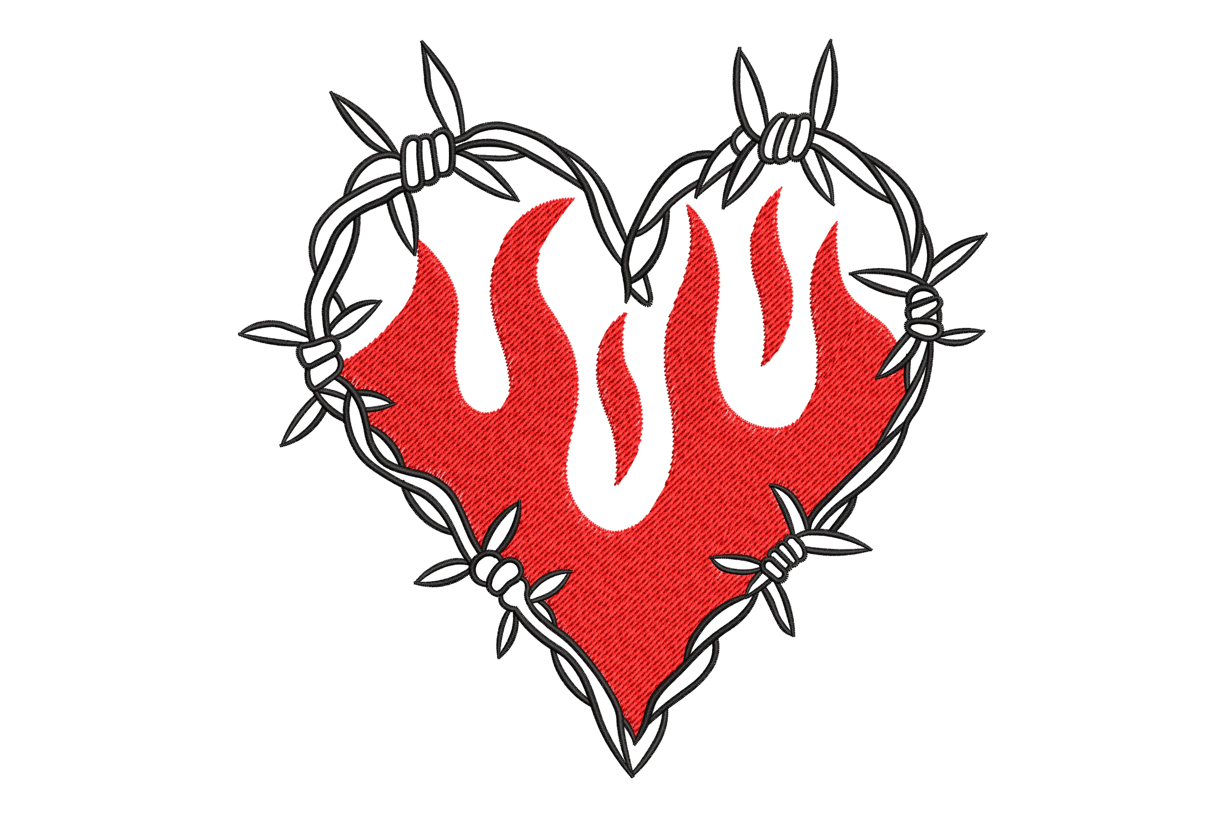 Barbed Wire Heart Embroidery Design