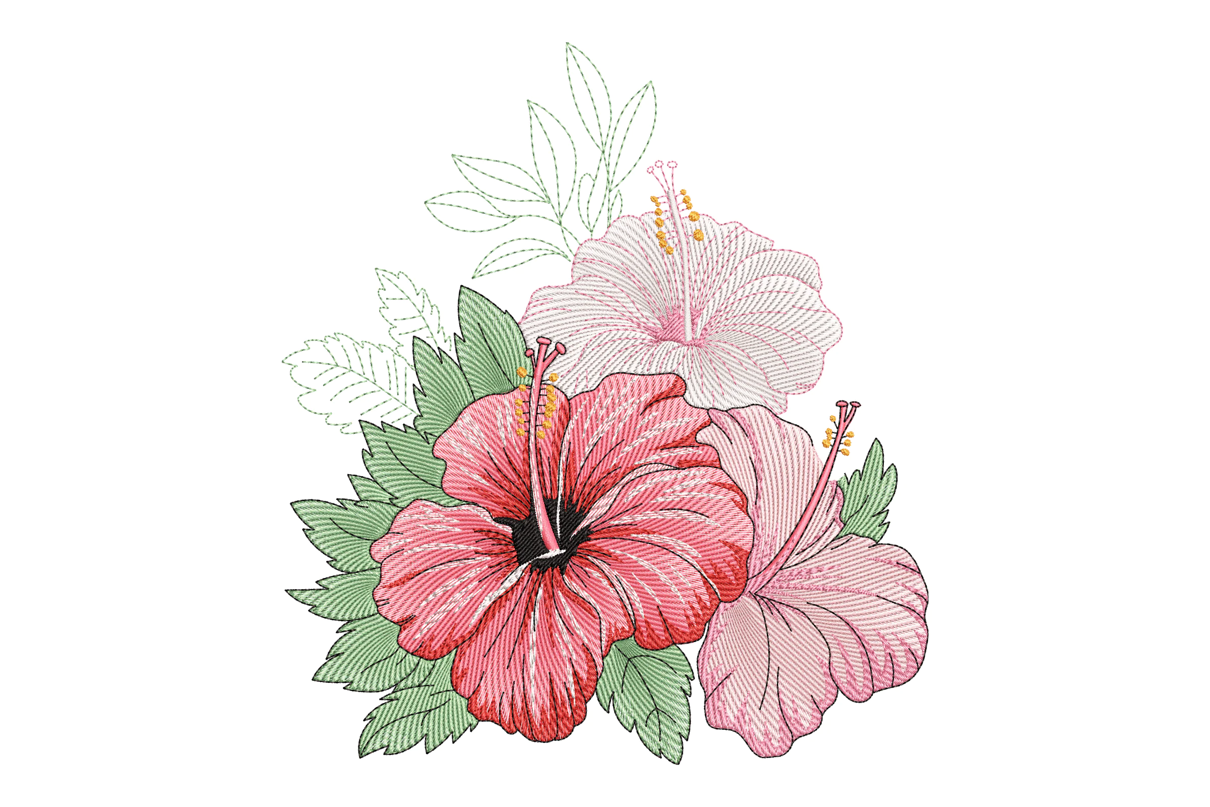 Hibiscus Floral Embroidery Design