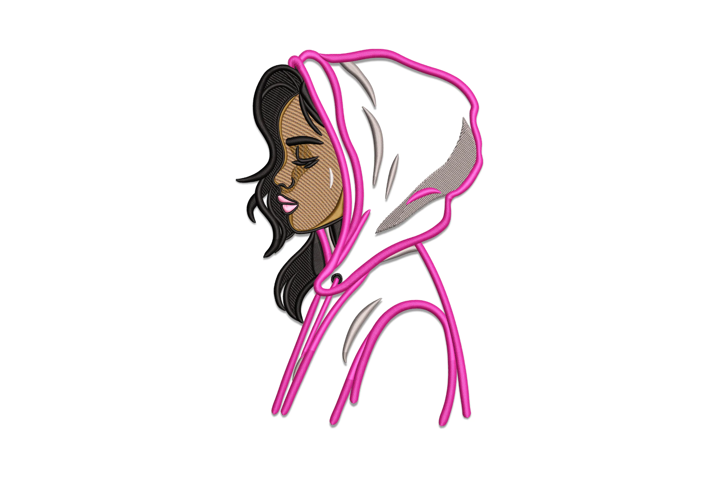 Cute Girl Hoodie Embroidery Design