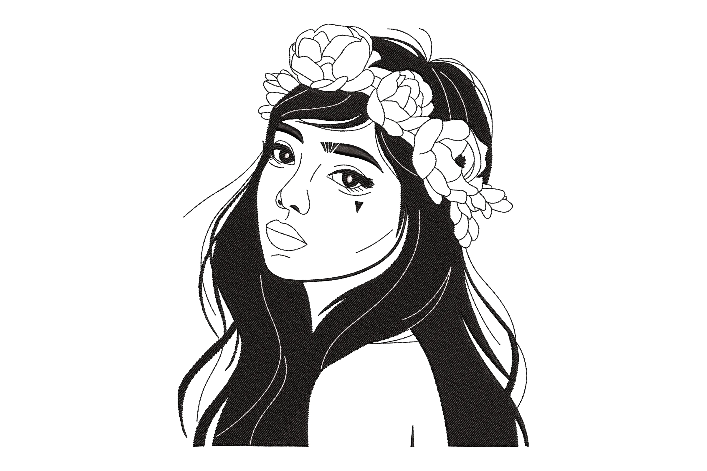 Flower Crown Girl Embroidery Design