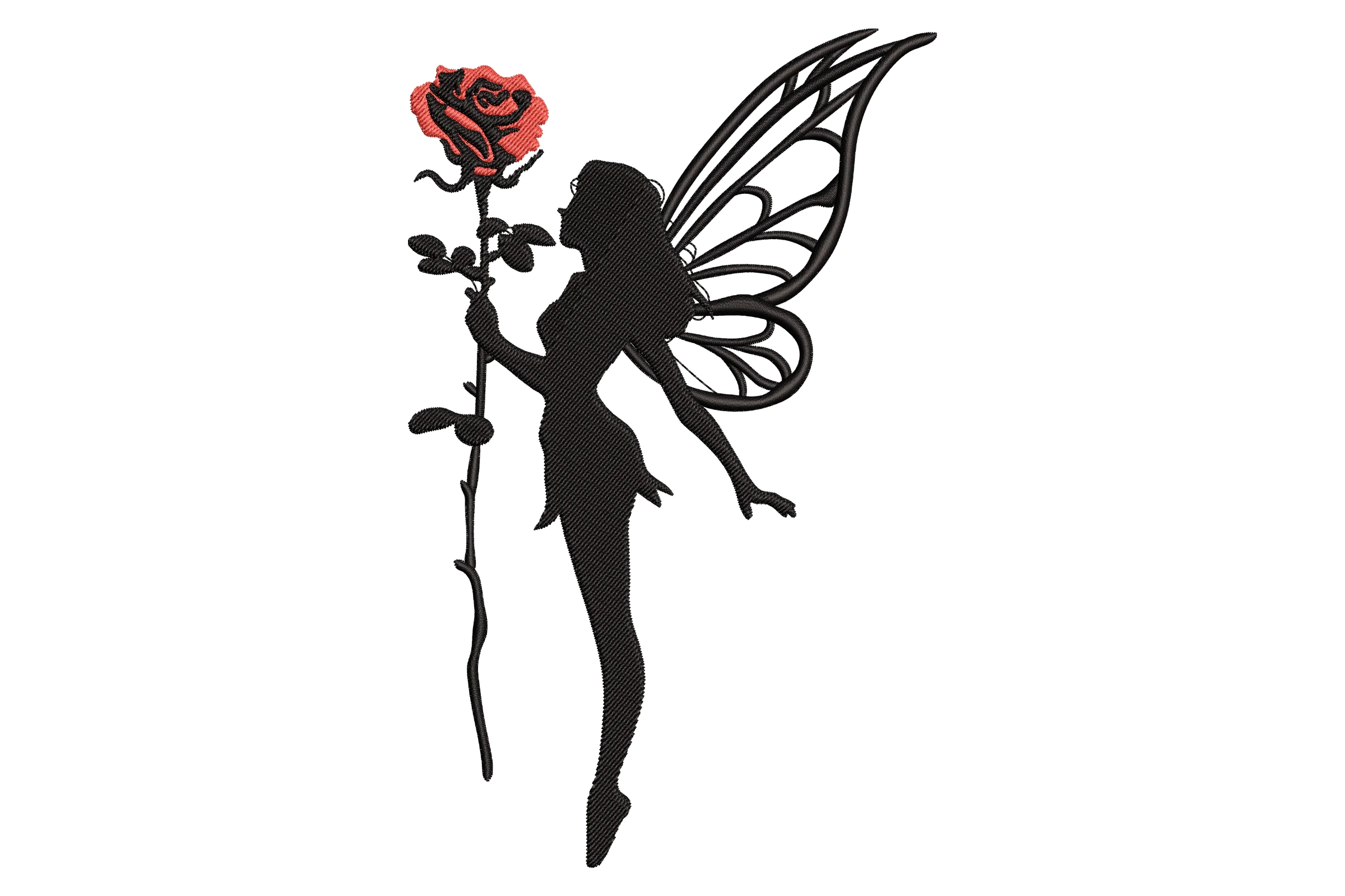 Fairy with Rose Embroidery Design