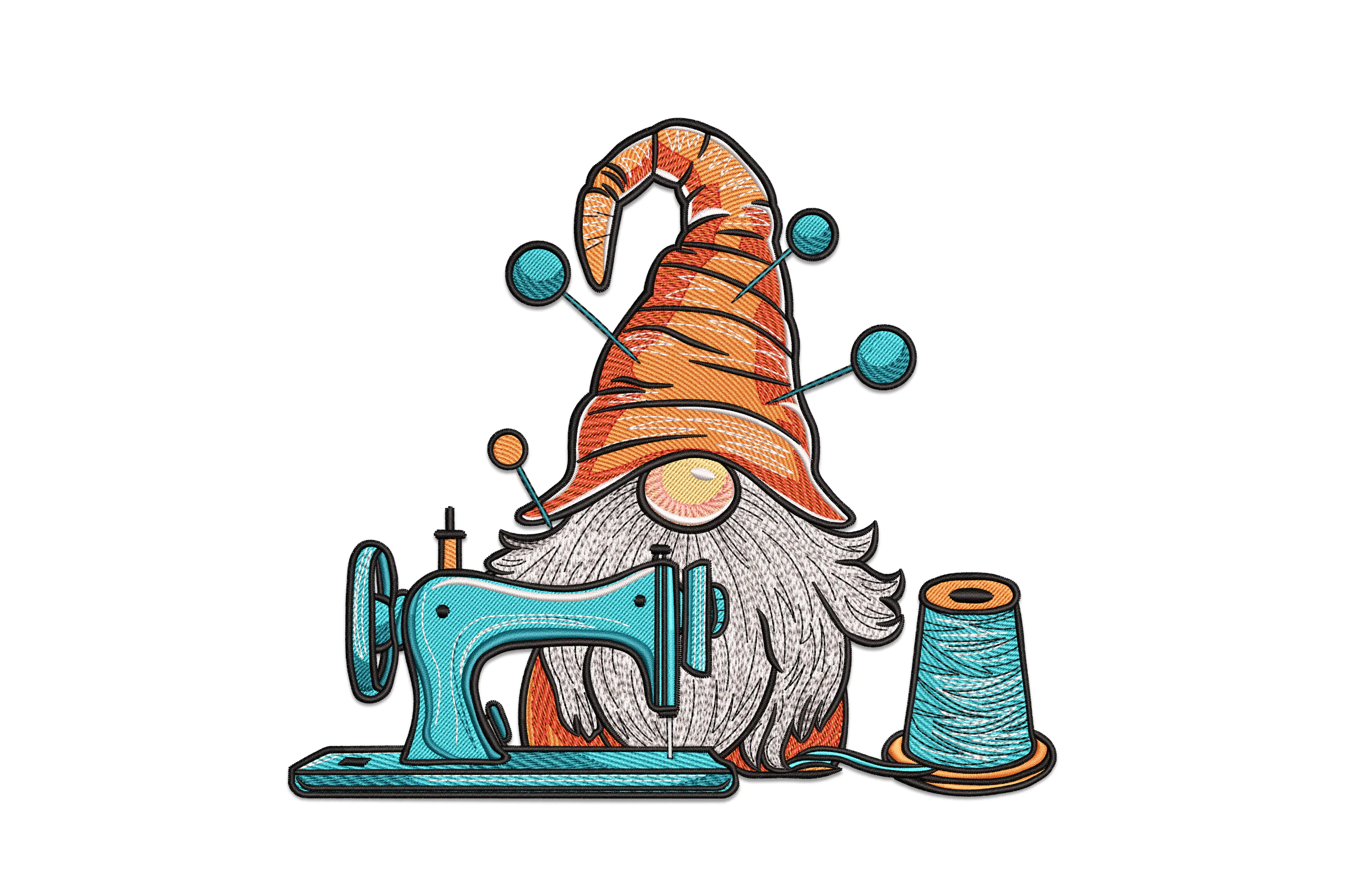 Gnome with Sewing Machine Embroidery Design