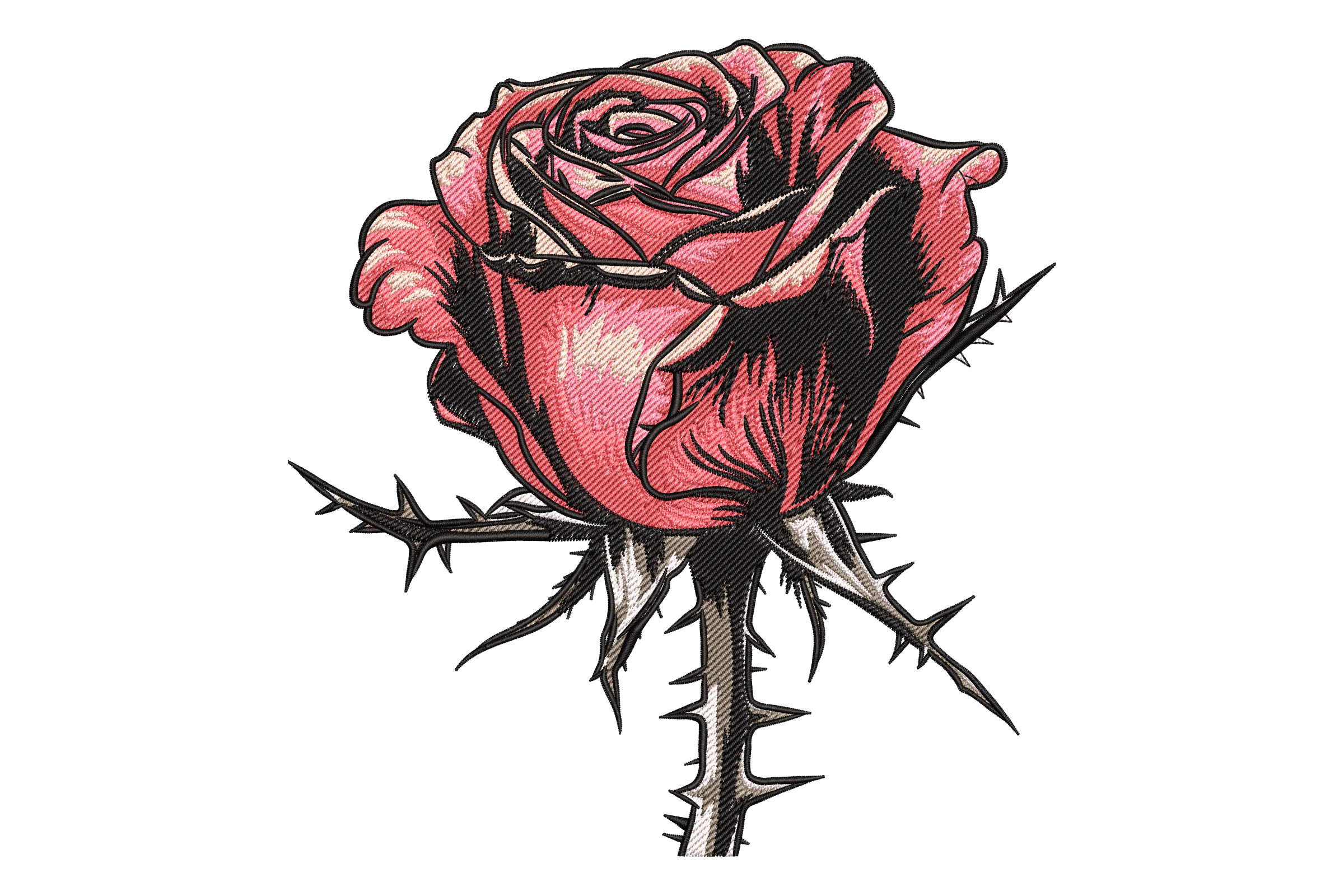 Rose with Thorns Embroidery Design