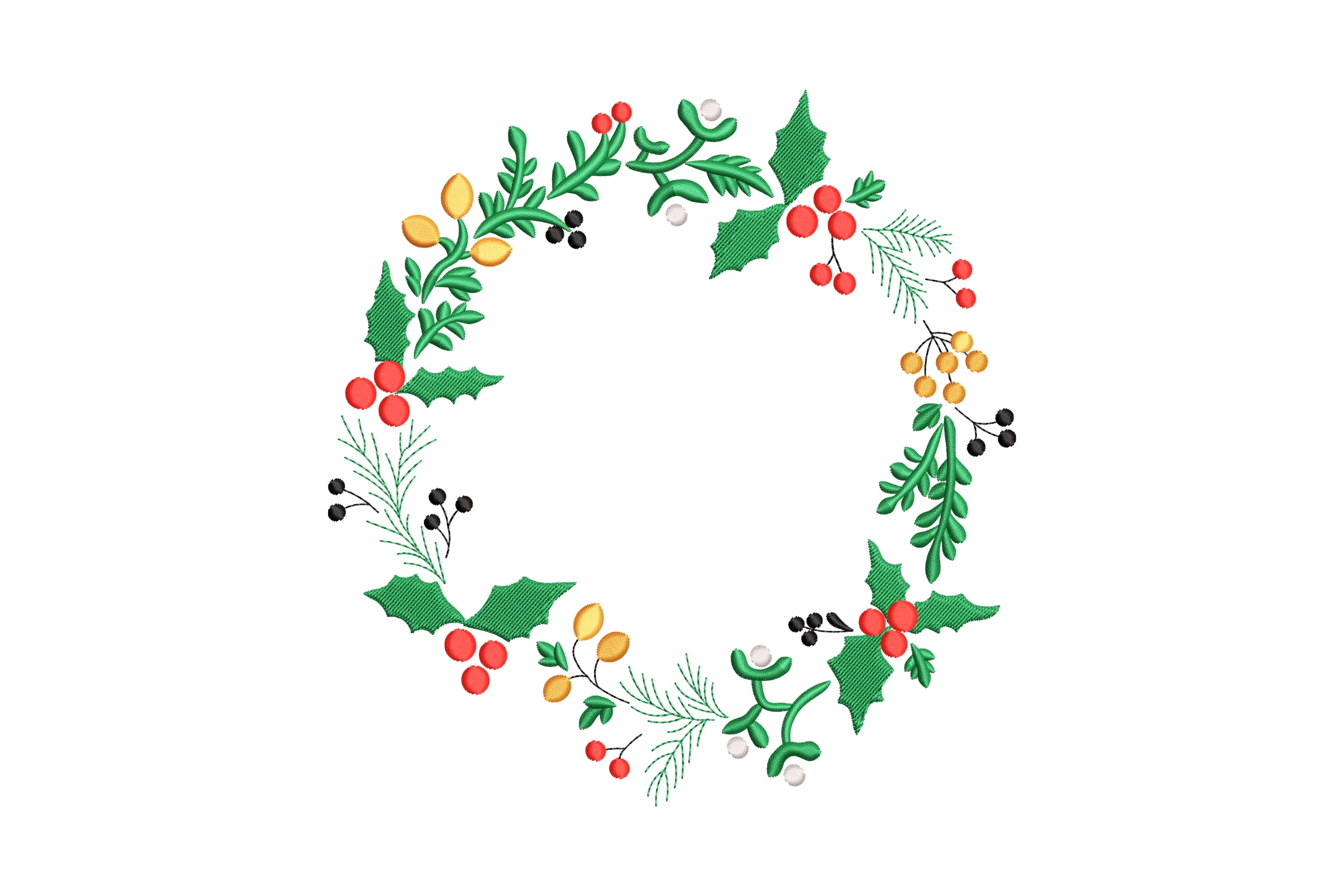 Christmas Scandinavian Wreath Machine Embroidery Design
