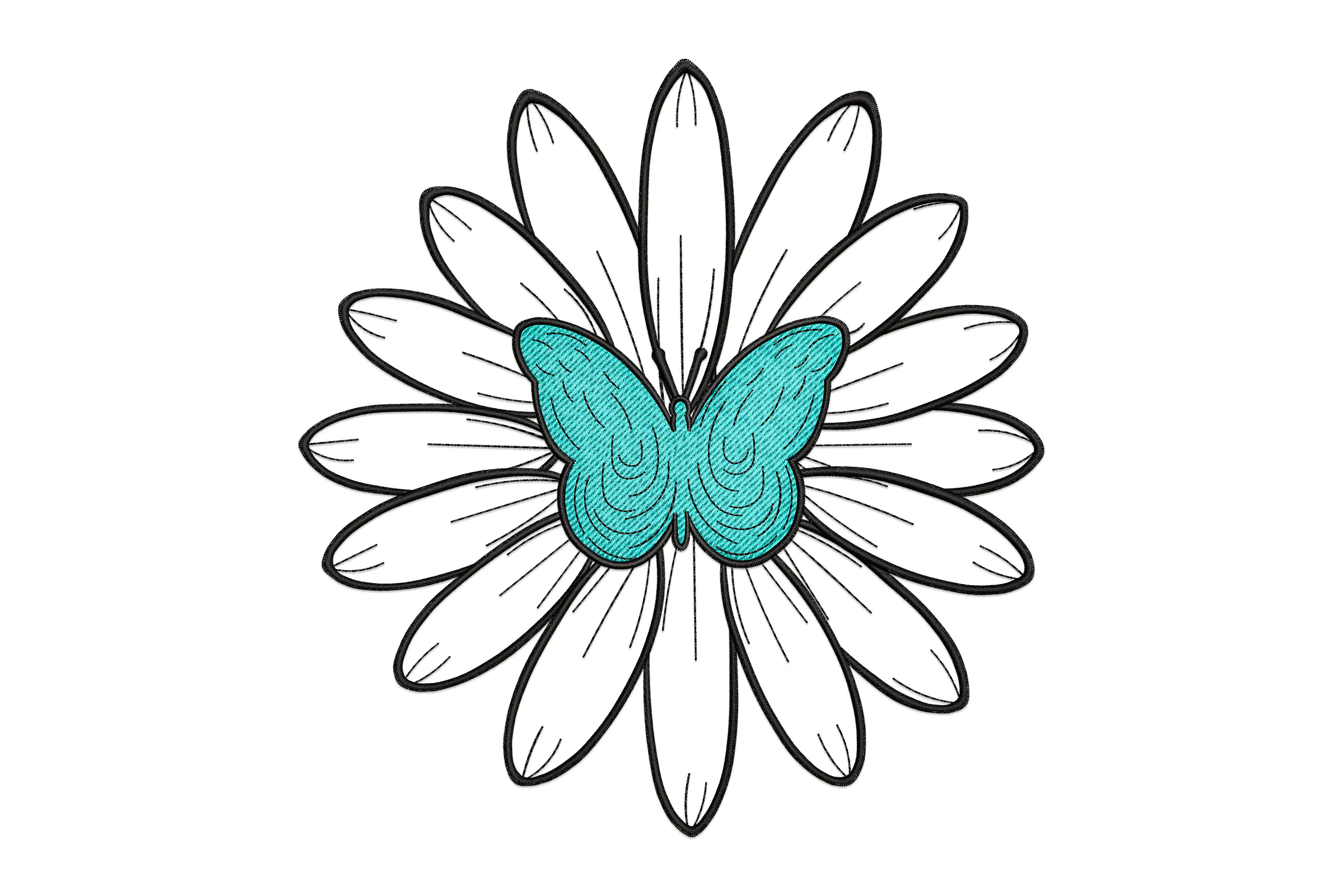 Flower with Butterfly Embroidery Design