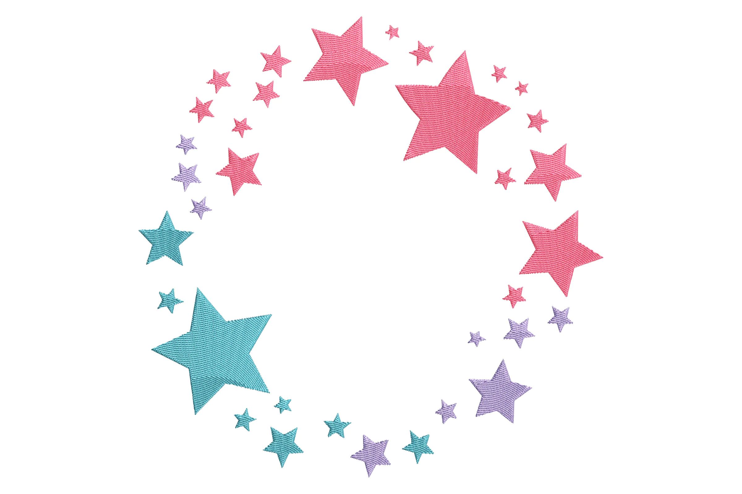 Colorful Stars Embroidery Design