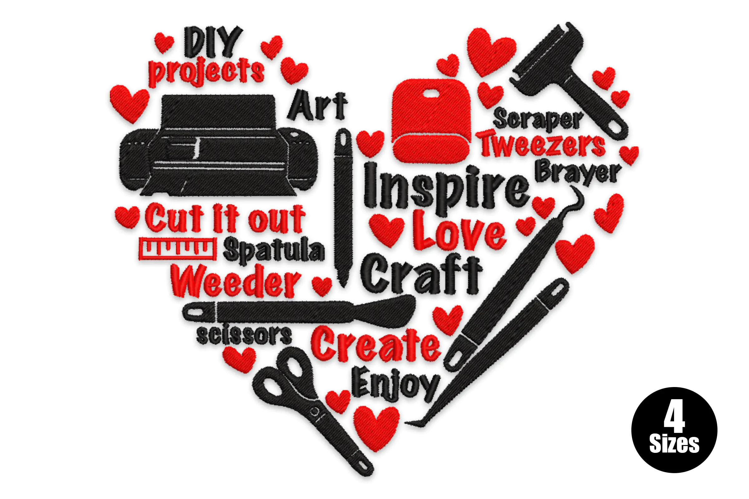 Love Crafting Heart Quotes Embroidery Design