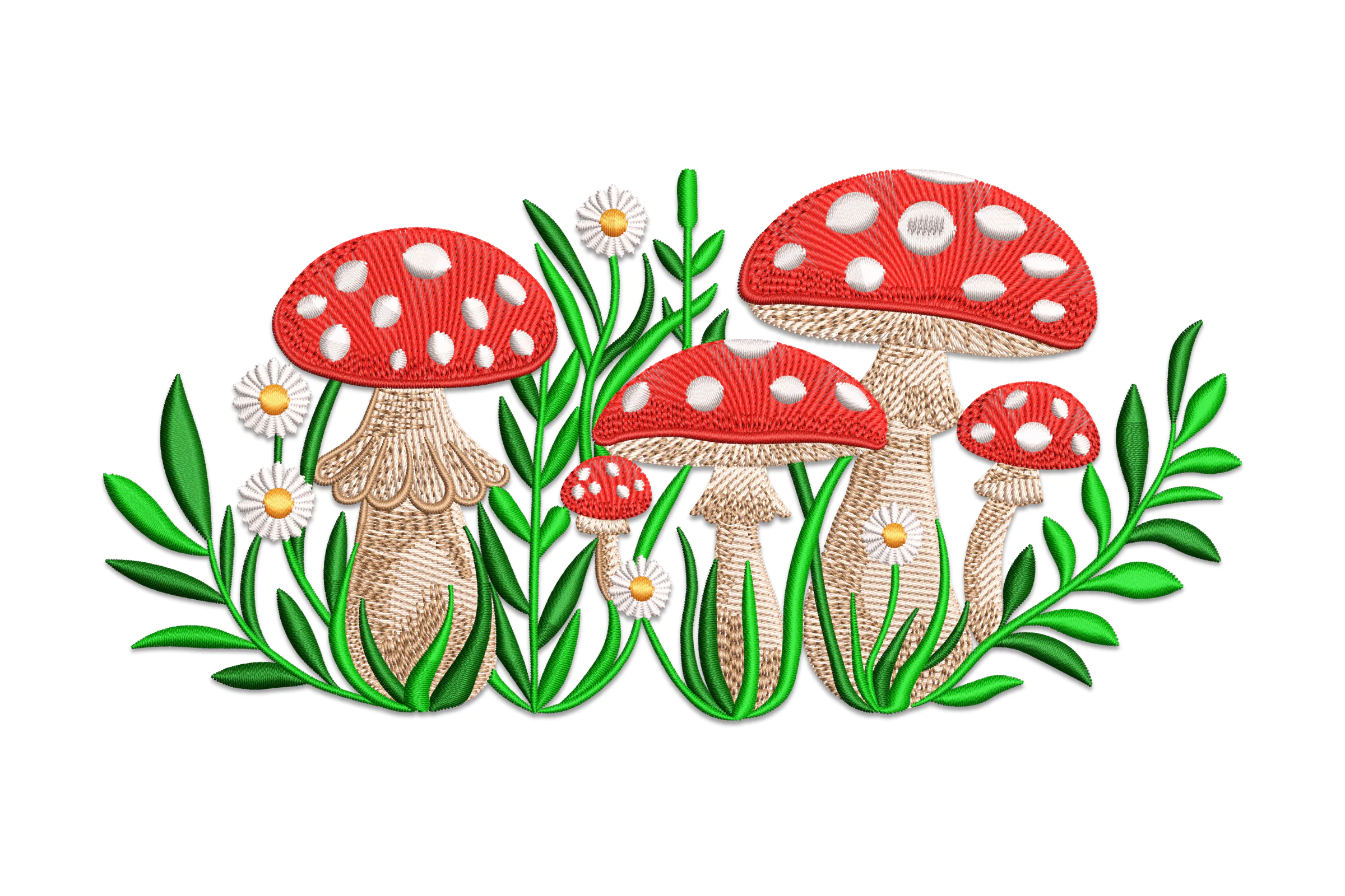 Mushroom And Wildflower Embroidery Design