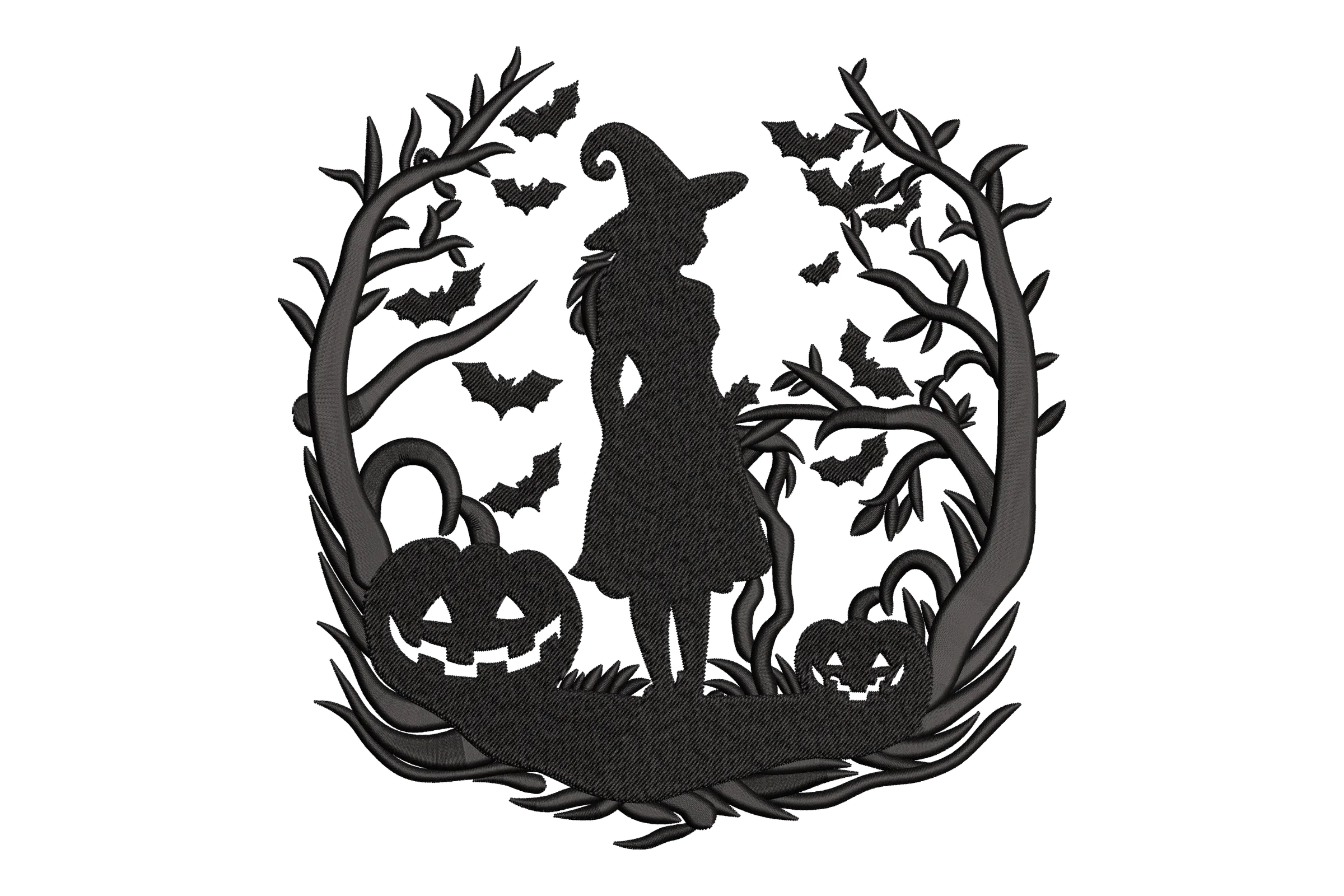 Witch Pumpkin Embroidery Design
