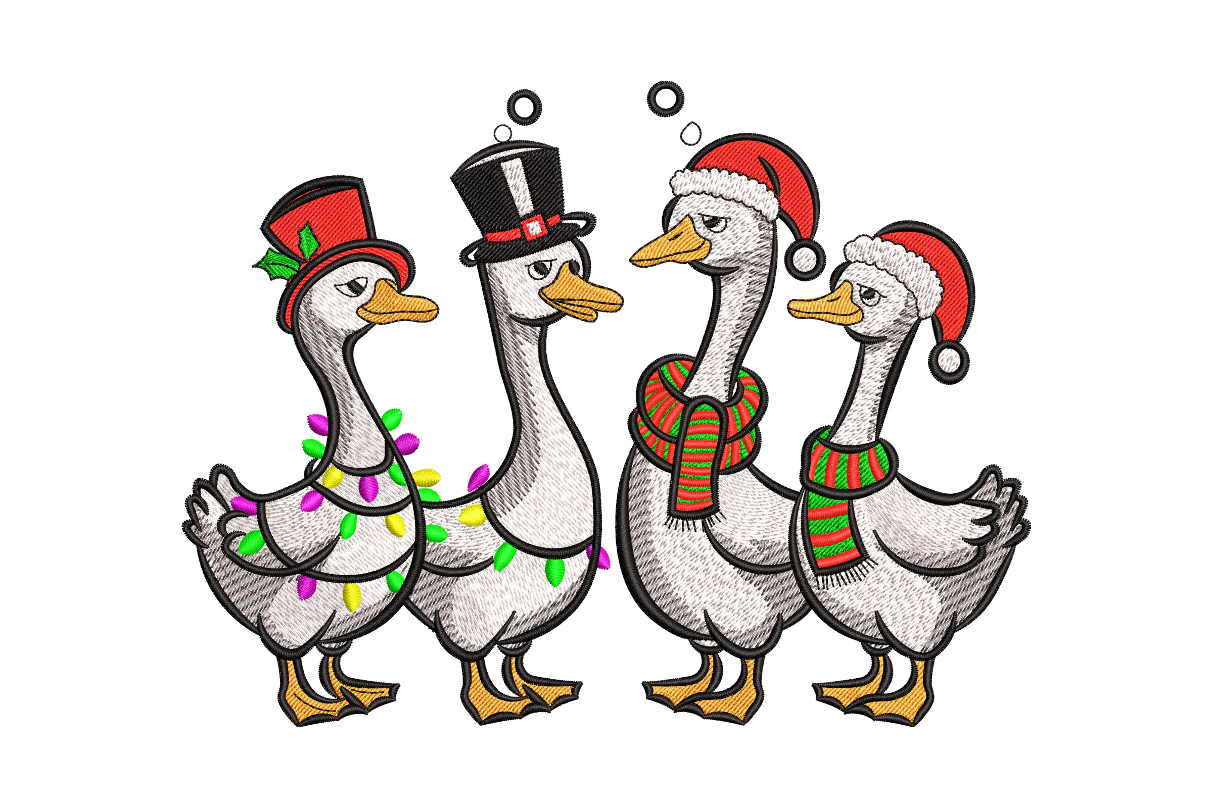 Christmas Ducks Embroidery Design