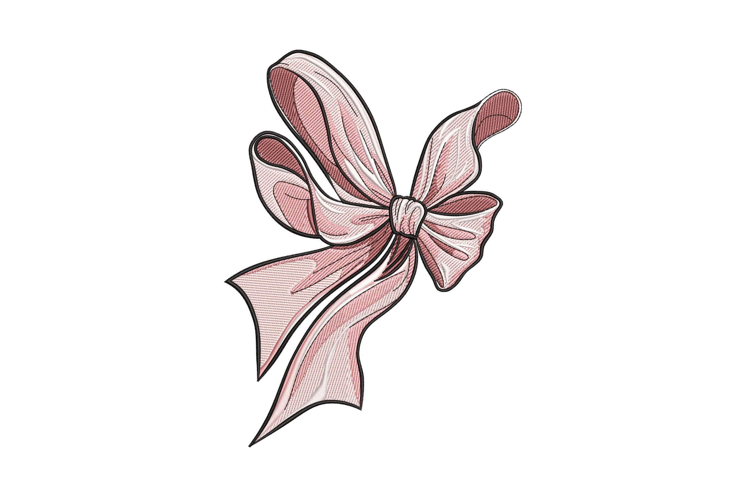 Elegant Bow With Soft Pink Shades Embroidery Design