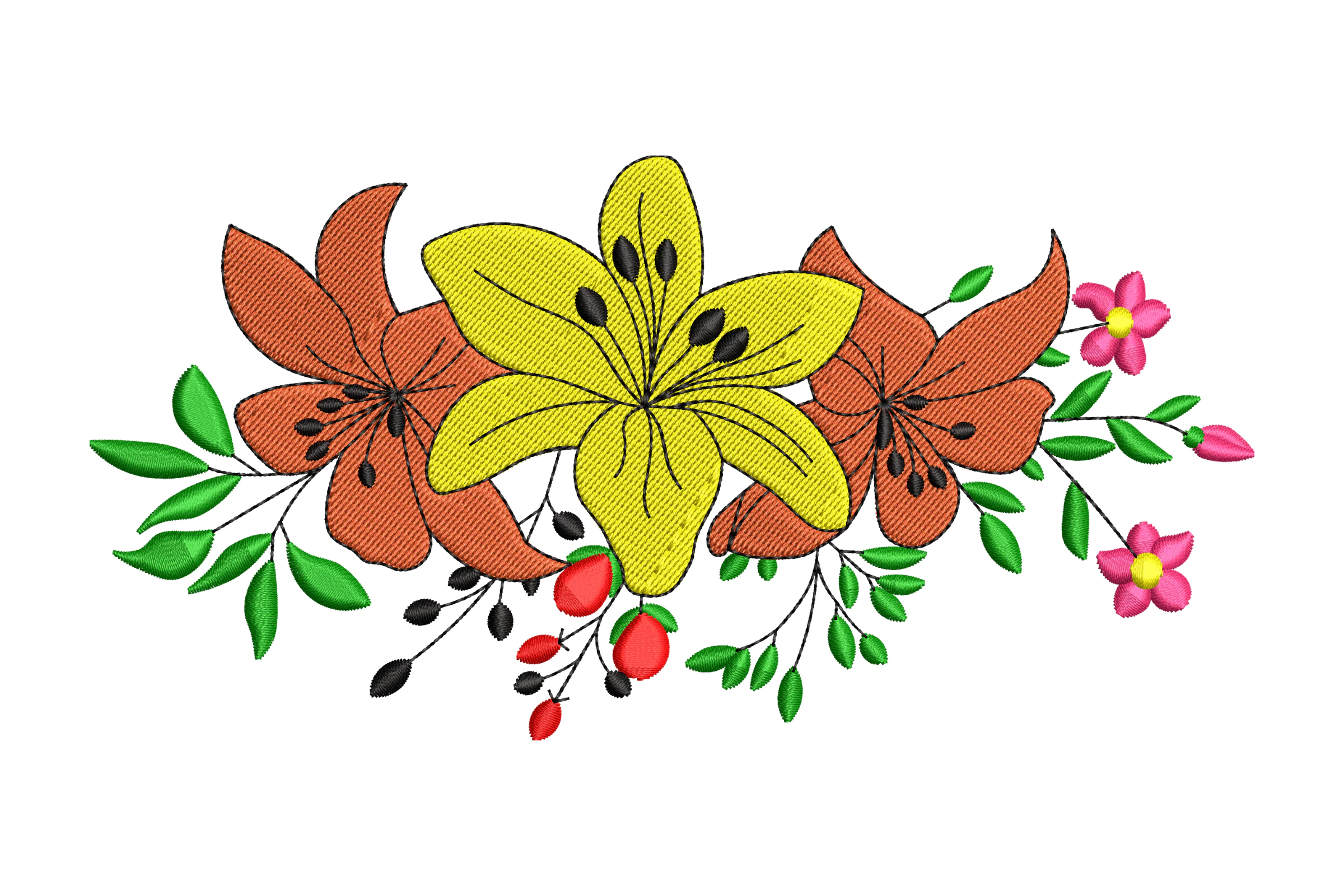 Lily Blooms Machine Embroidery Design