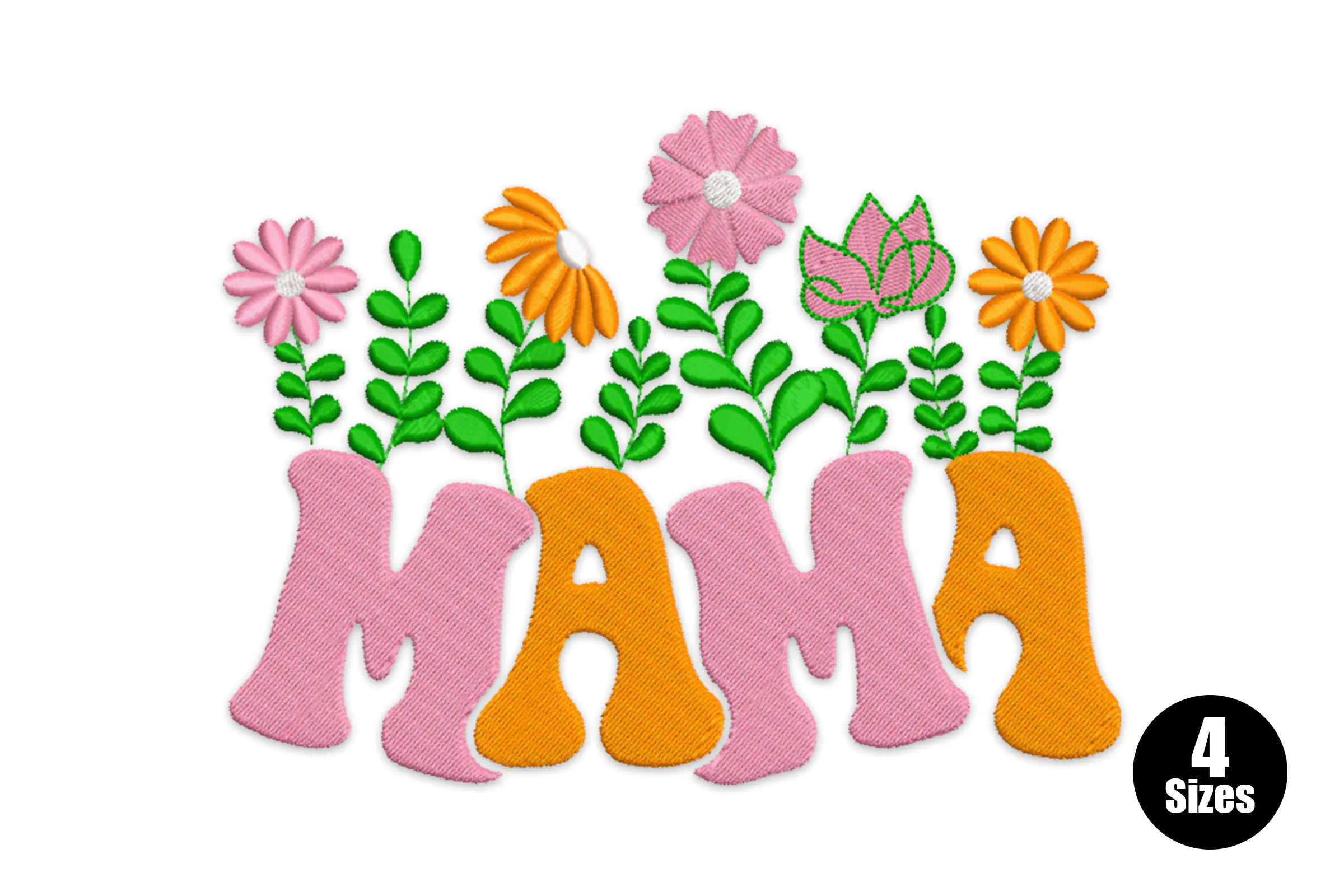 Mama Flower Embroidery Design