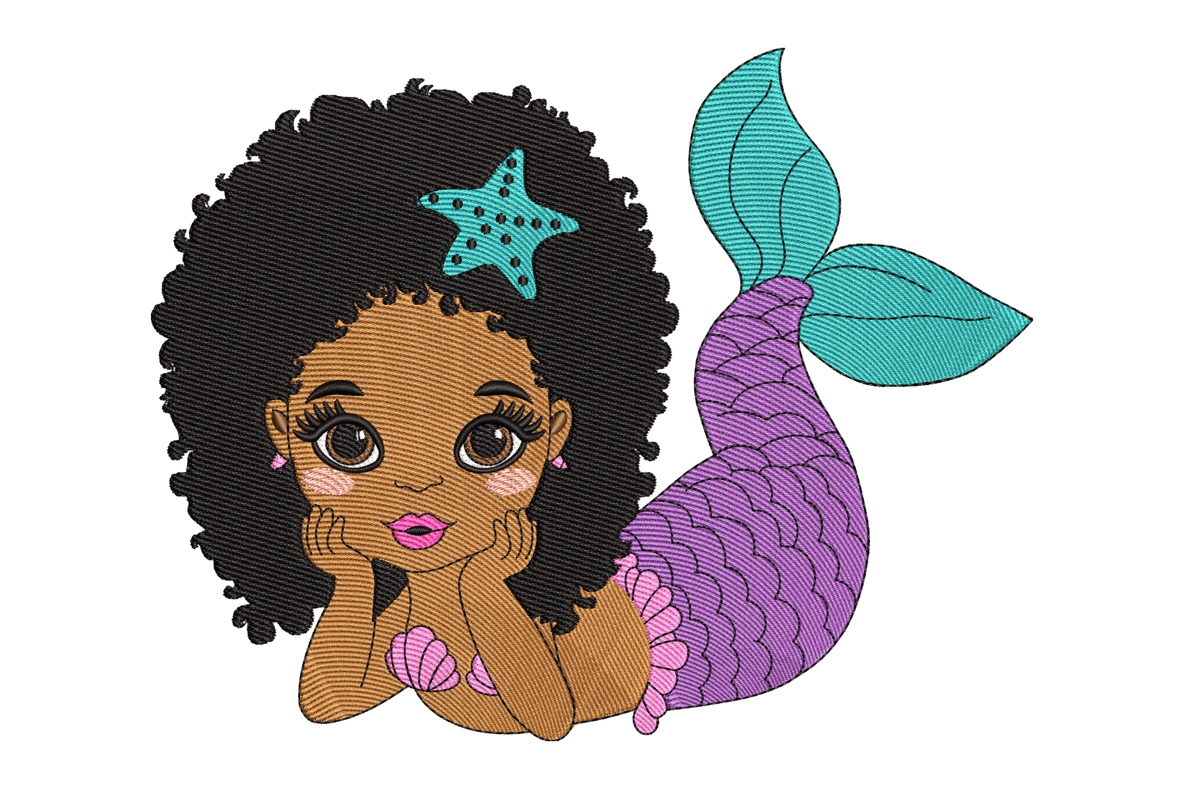 Mermaid Princess Embroidery Design