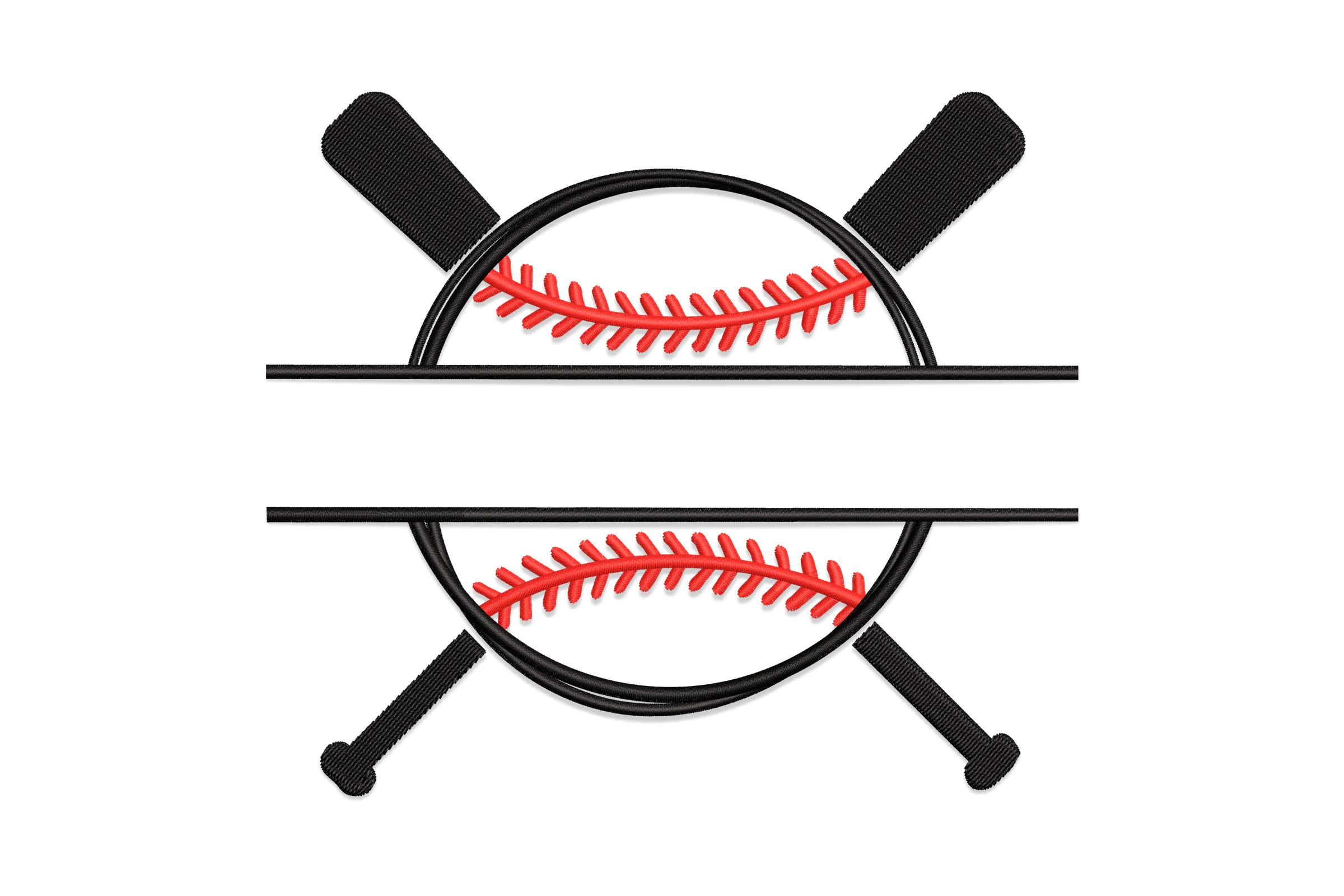 Split Baseball Digital Embroidery Design