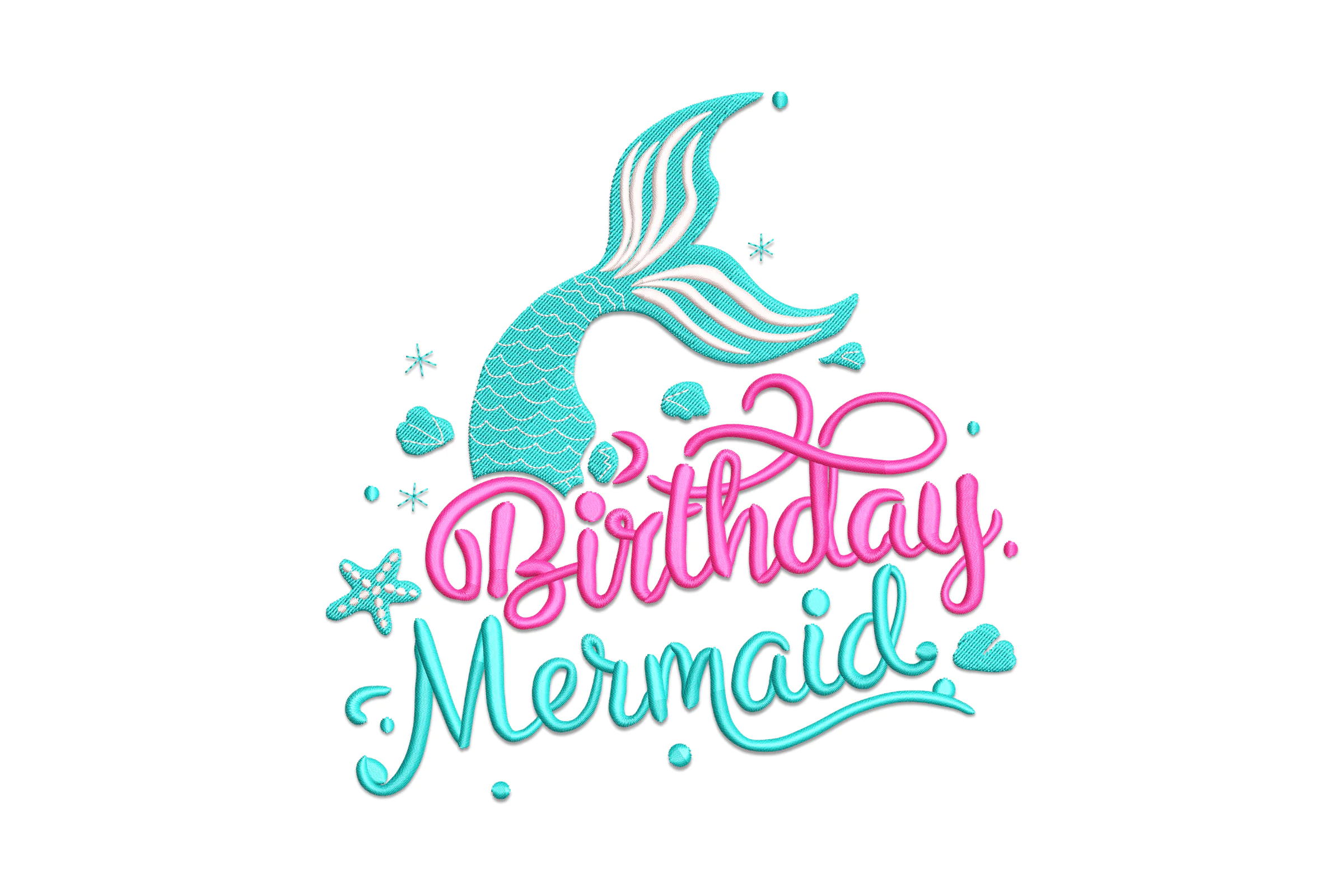 Birthday Mermaid Embroidery Design