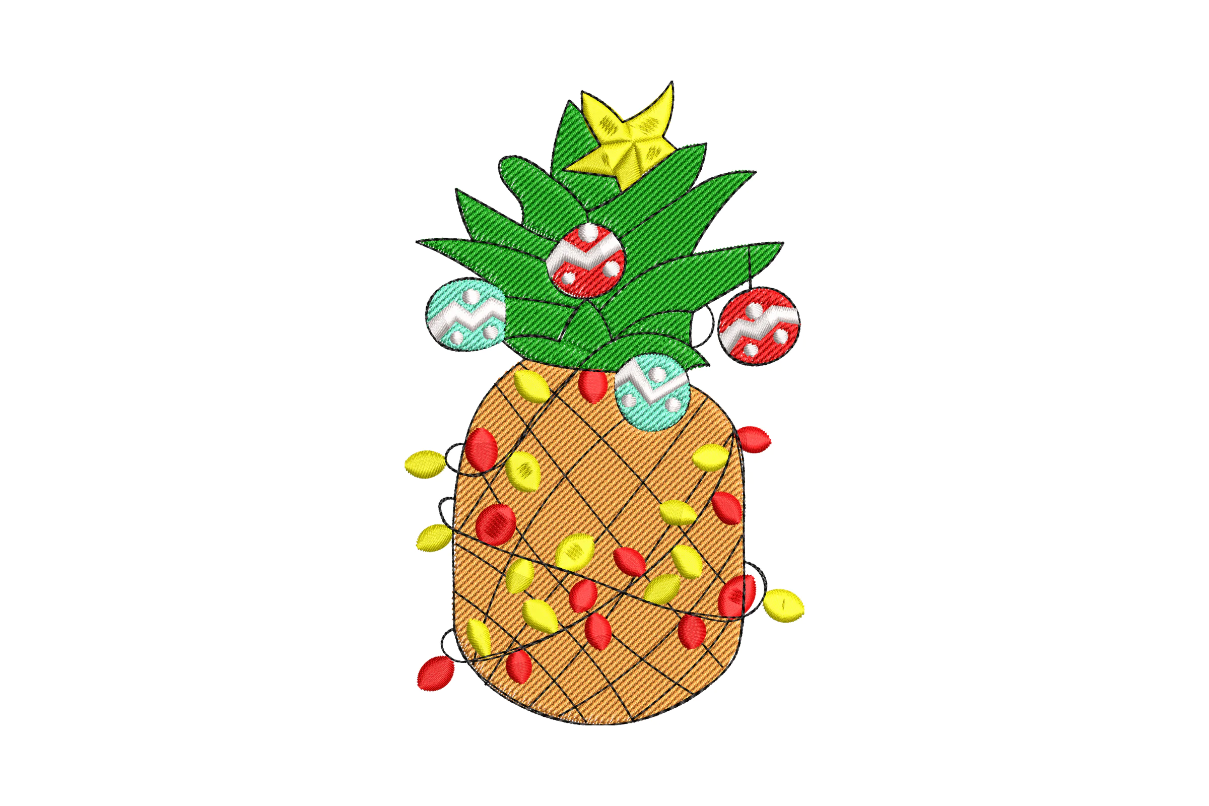 Christmas Pineapple Digital Embroidery Design