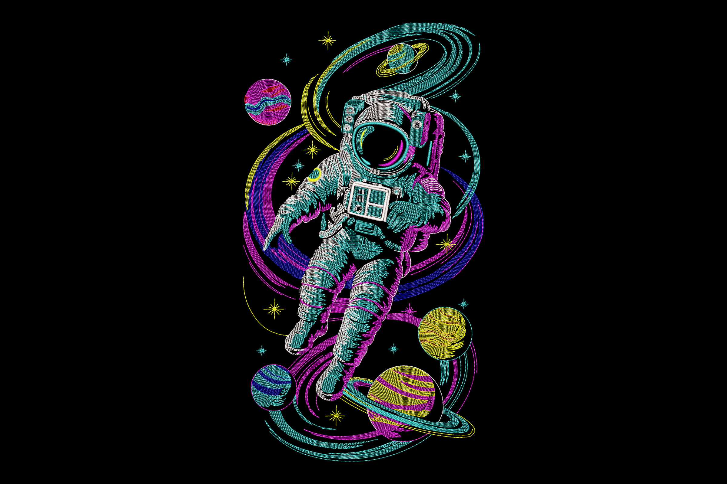 Astronaut Space Adventure Embroidery Design
