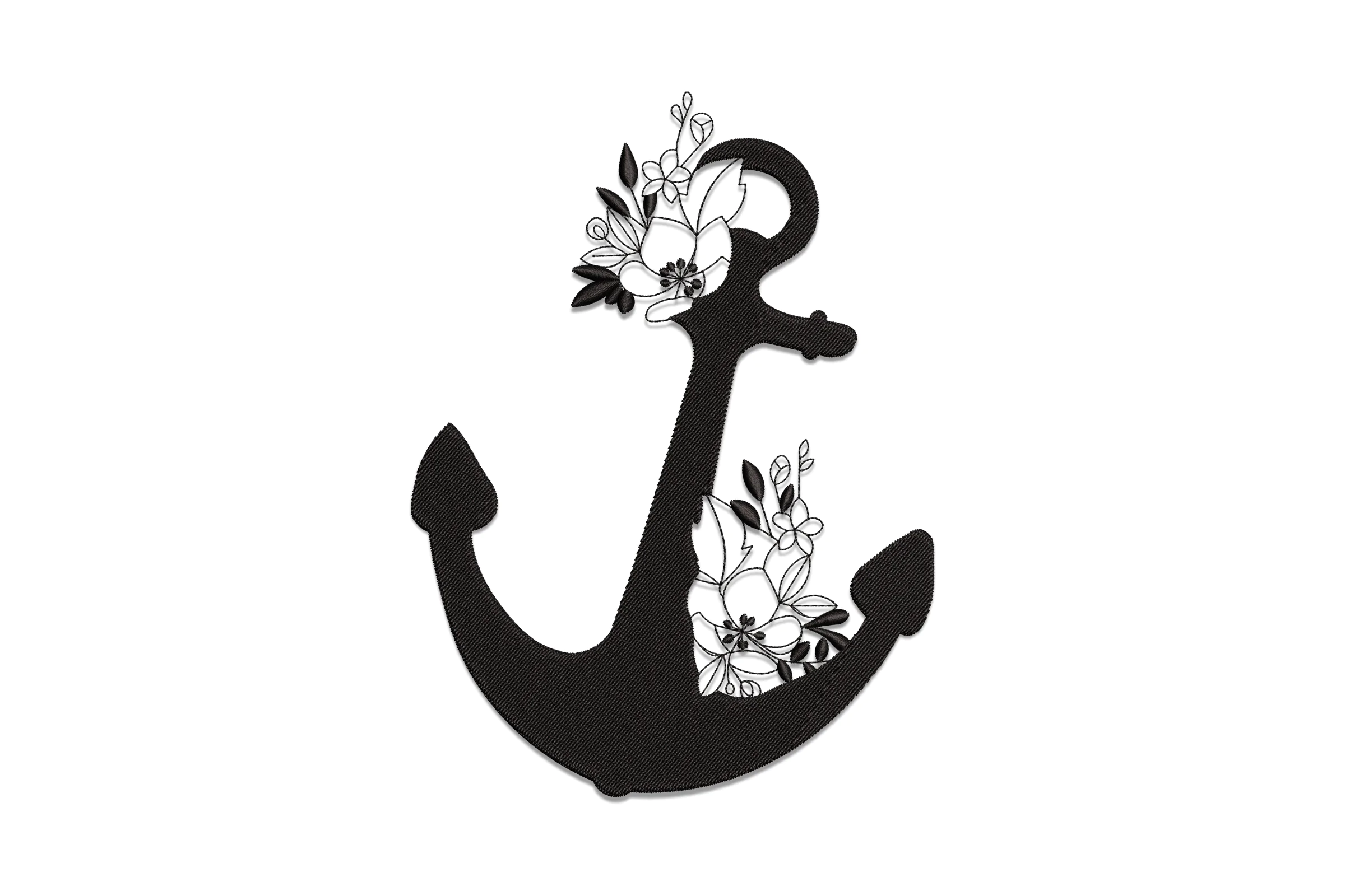 Anchor with Floral Embroidery Design