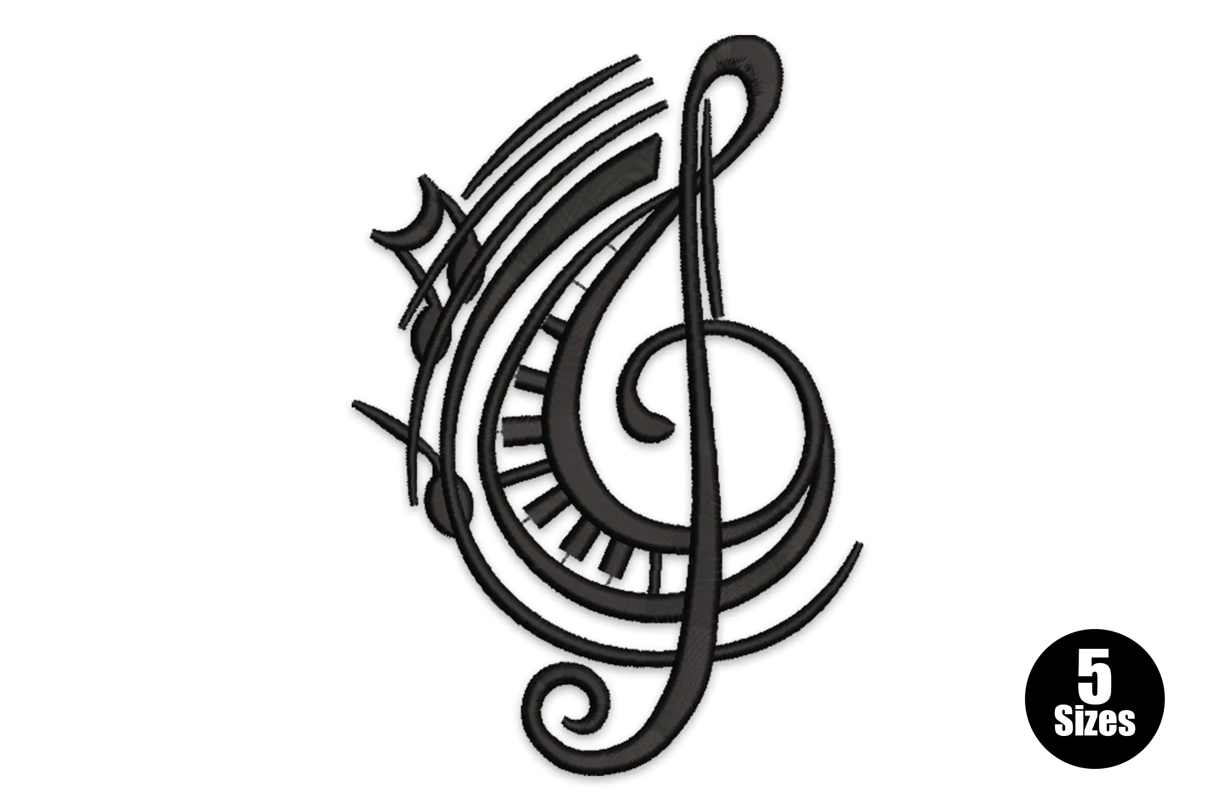 Music Clef Digotal Embroidery Design