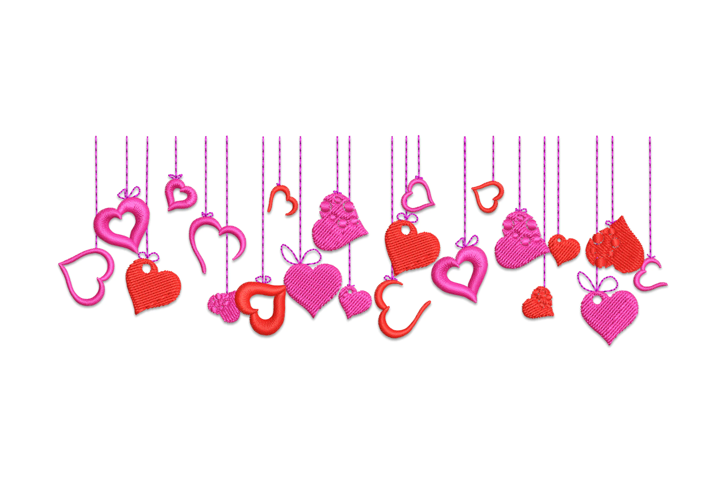 Red Hearts on Pink Embroidery Design