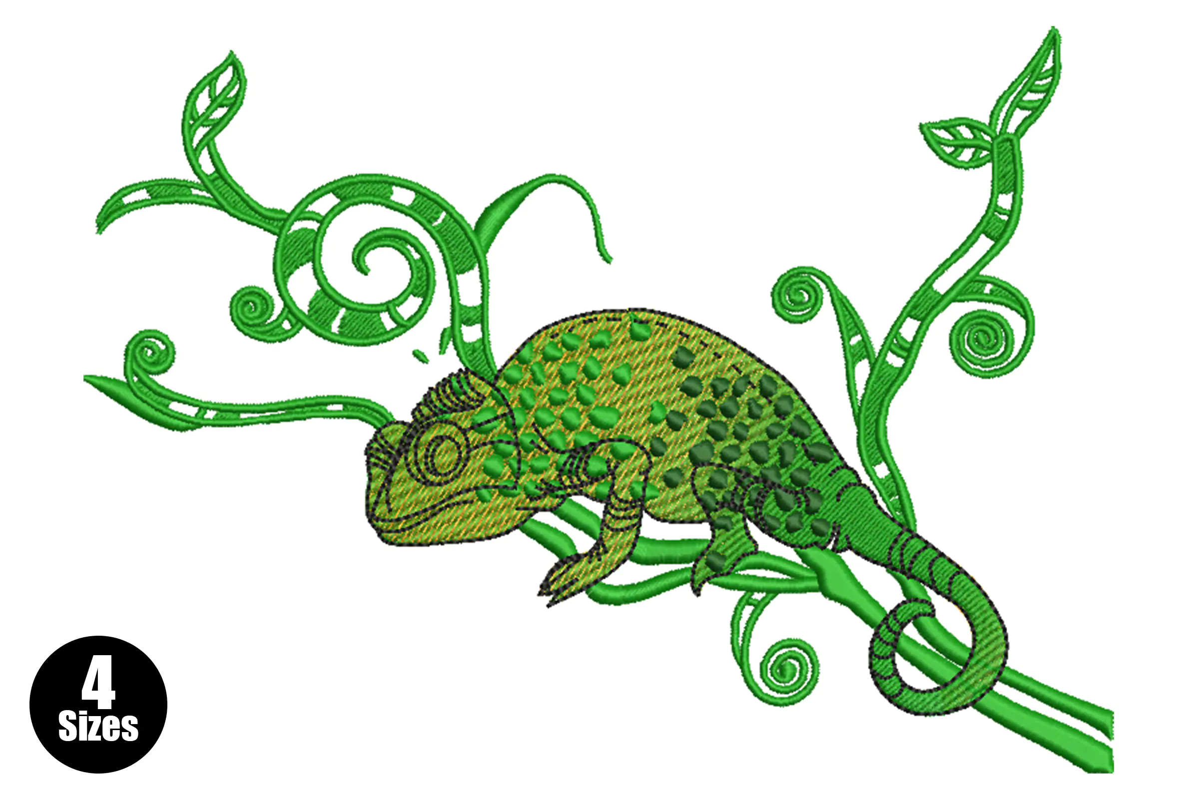 Chameleon Lizard Embroidery Design