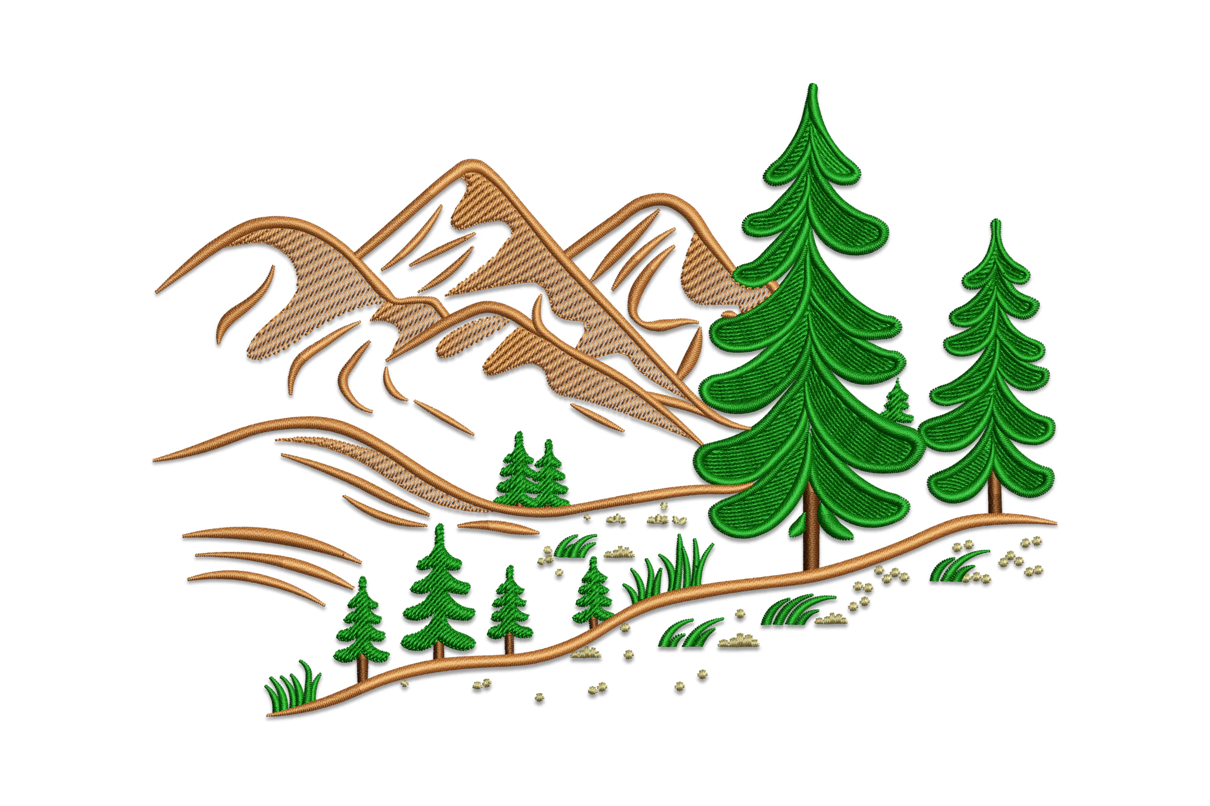 Mountain And Tree Embroidery Design