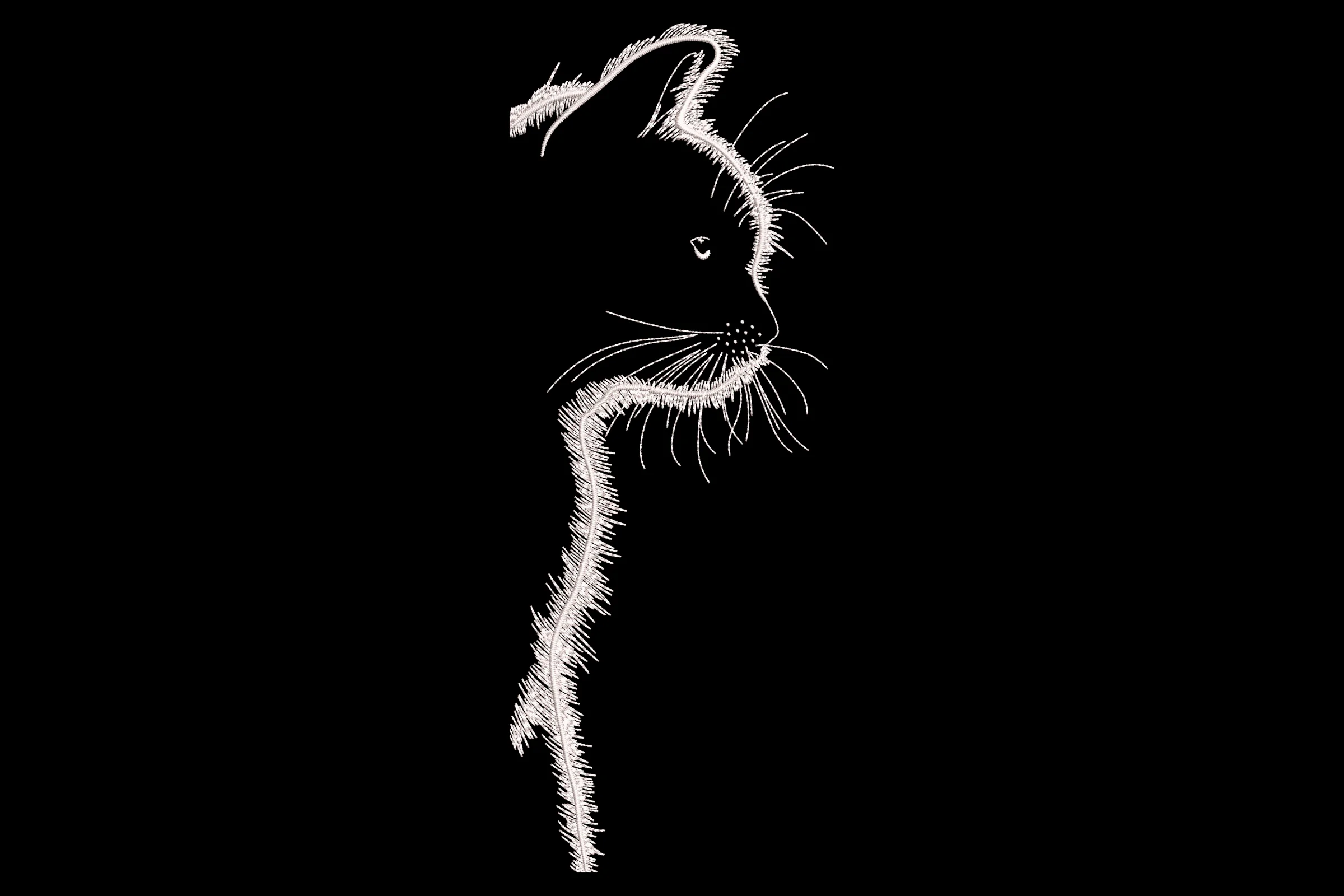 Realistic Black Cat Embroidery Design