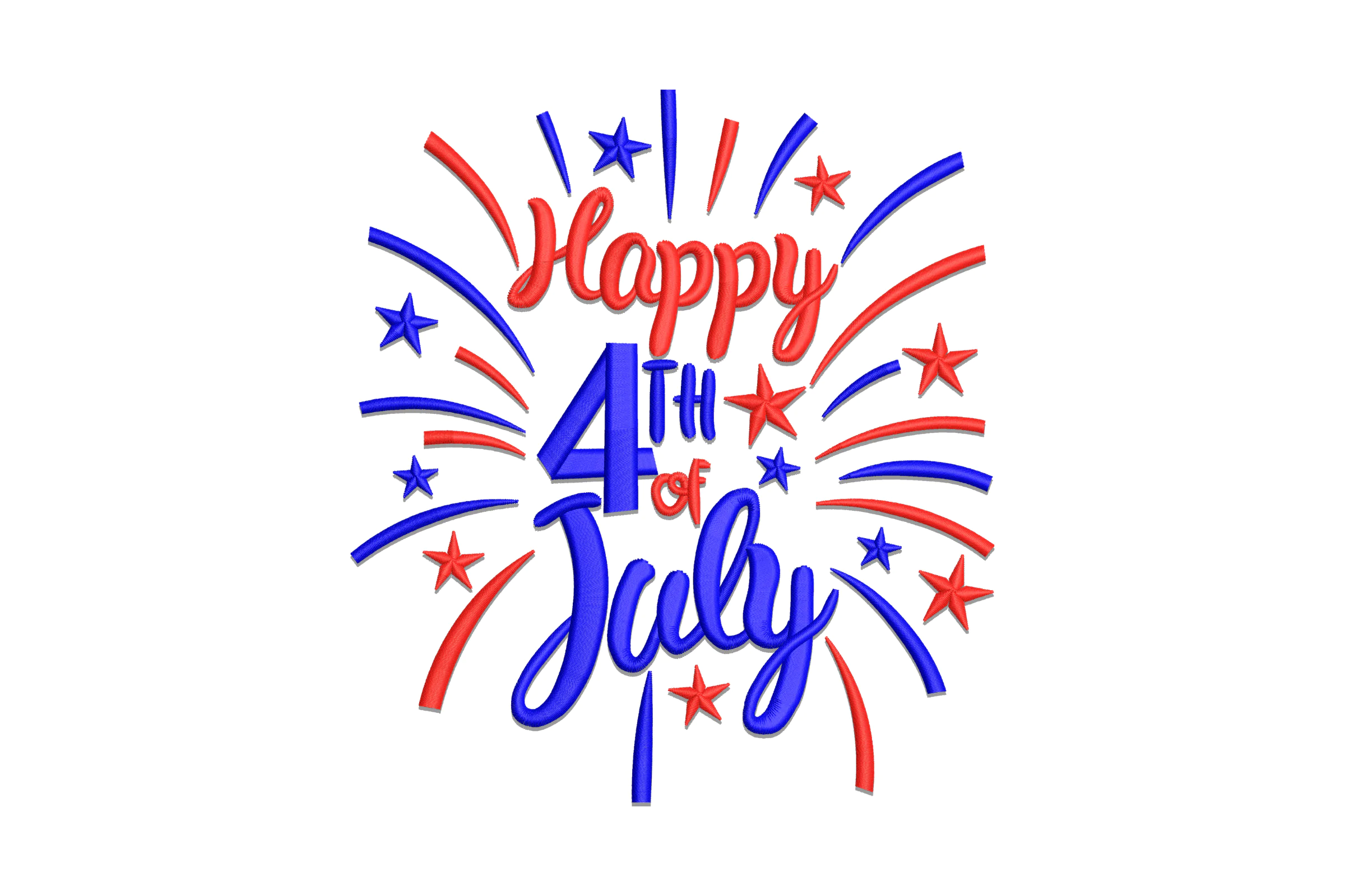 Happy 4th of July Embroidery Design
