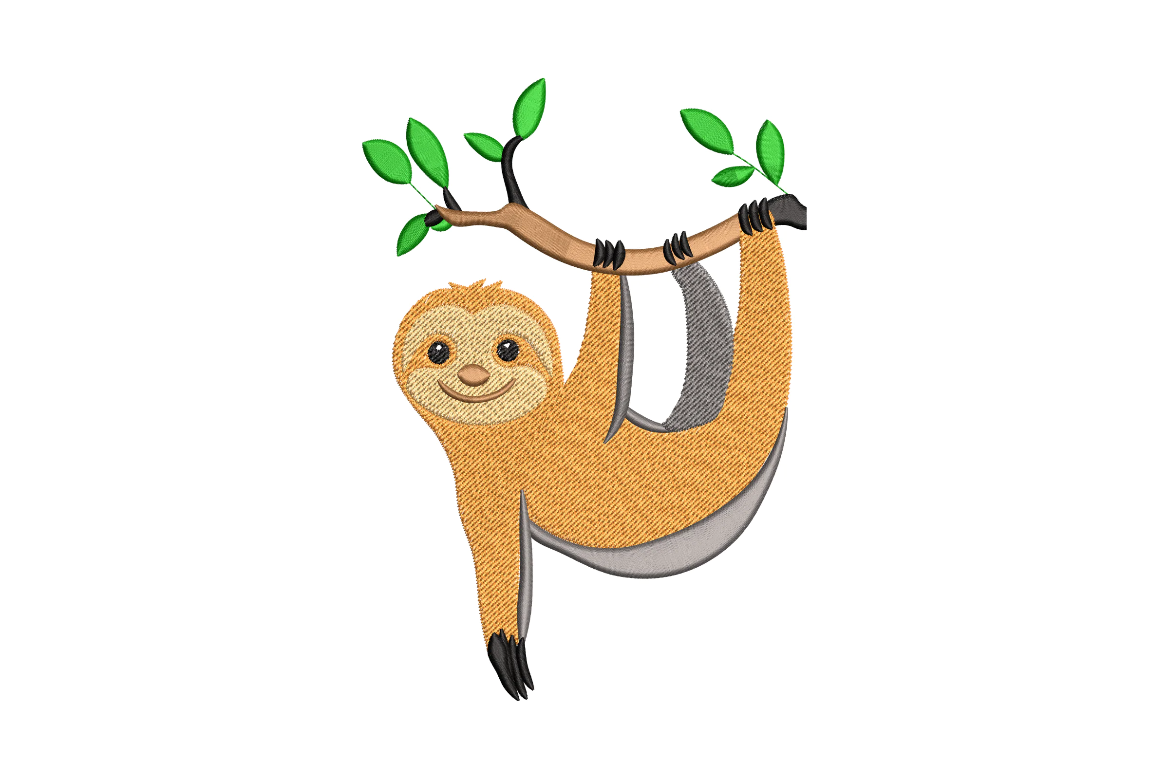 Hanging Sloth Embroidery Design