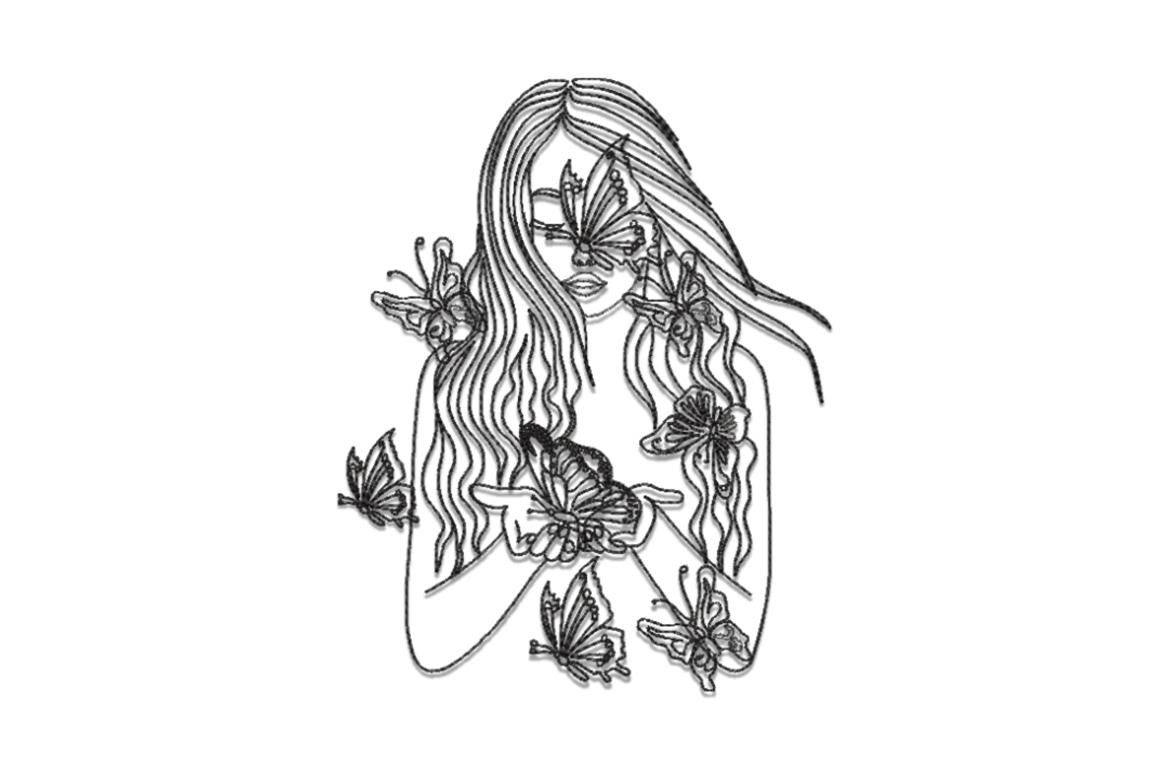 Woman with Butterfly Embroidery File