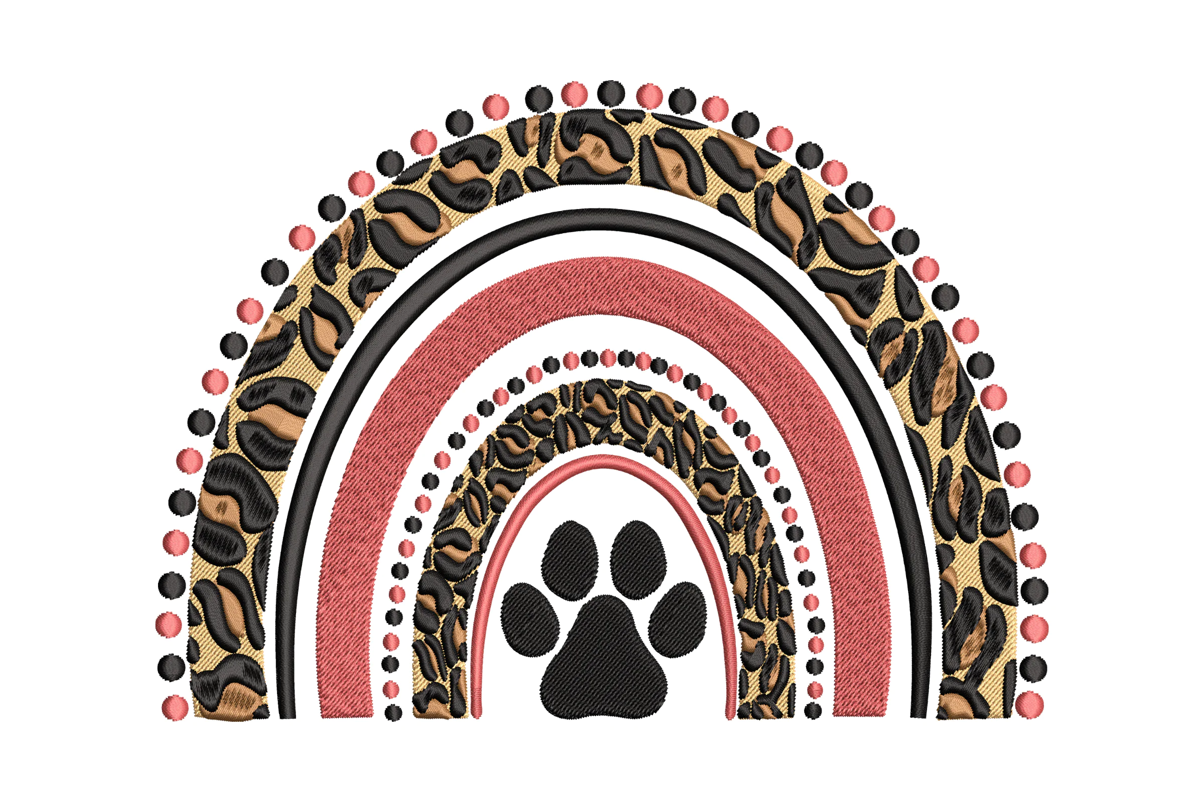 Rainbow Paws Embroidery Design