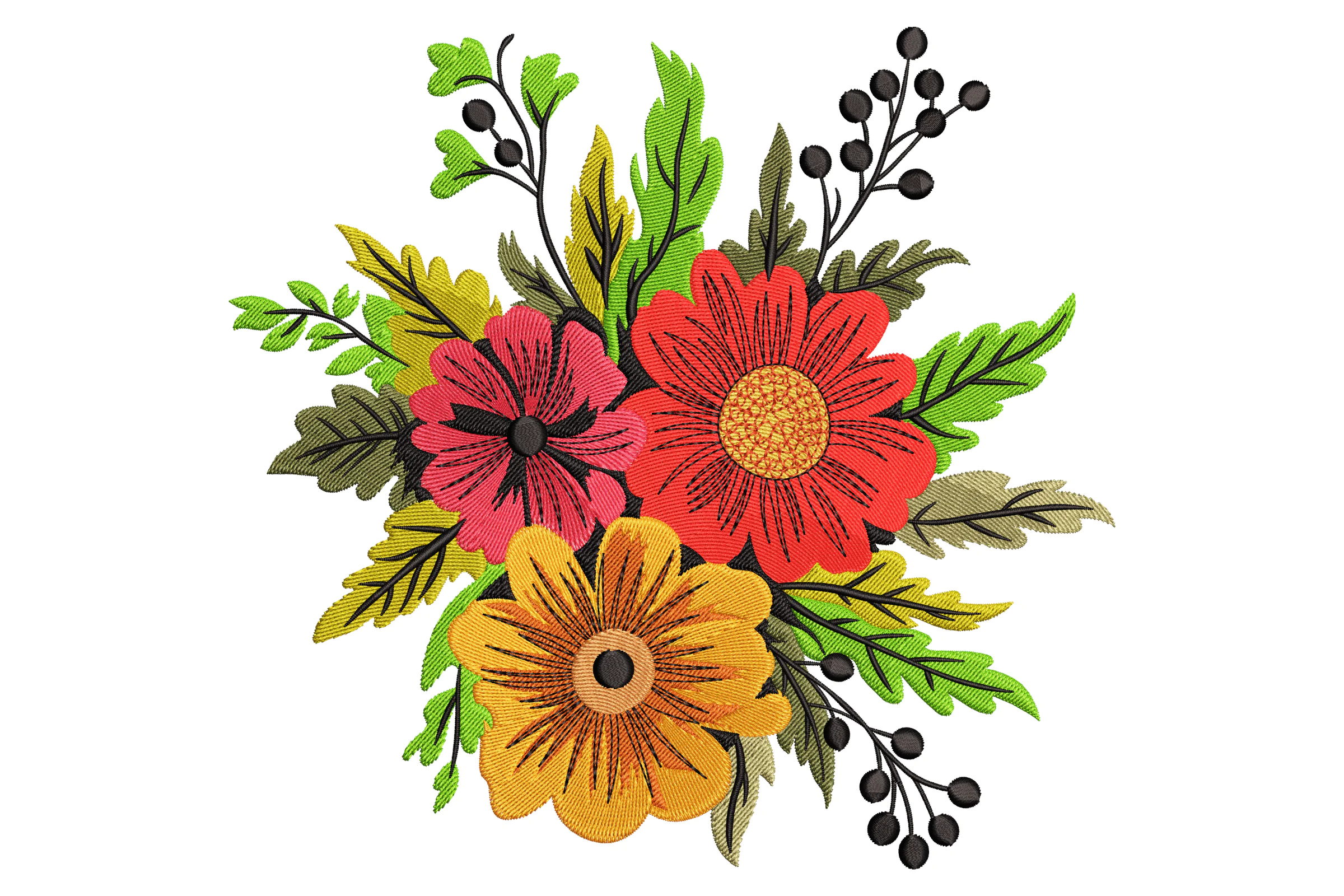 Floral Bouquet Embroidery Design File