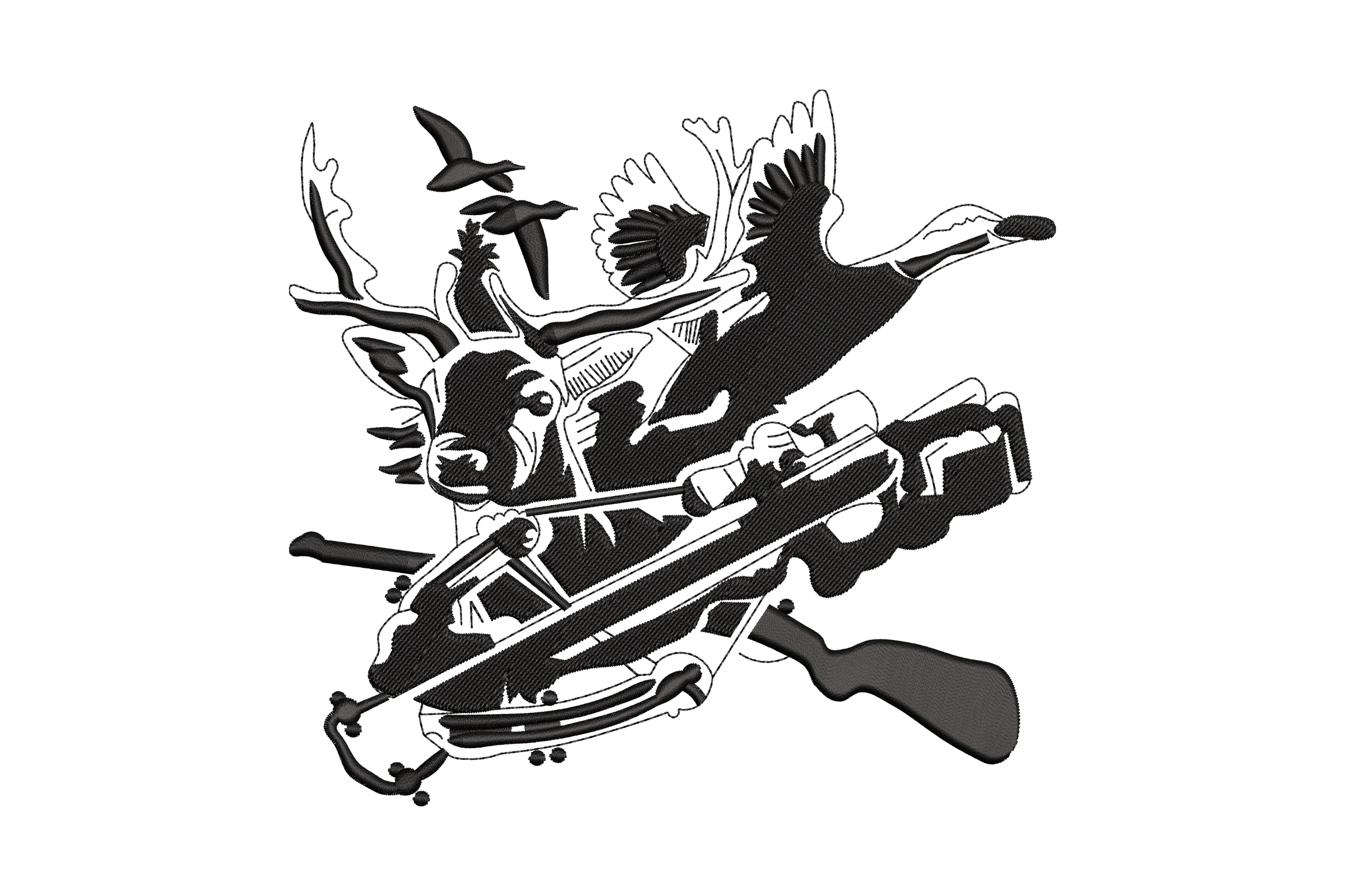 Deer Hunting Embroidery Design Pattern
