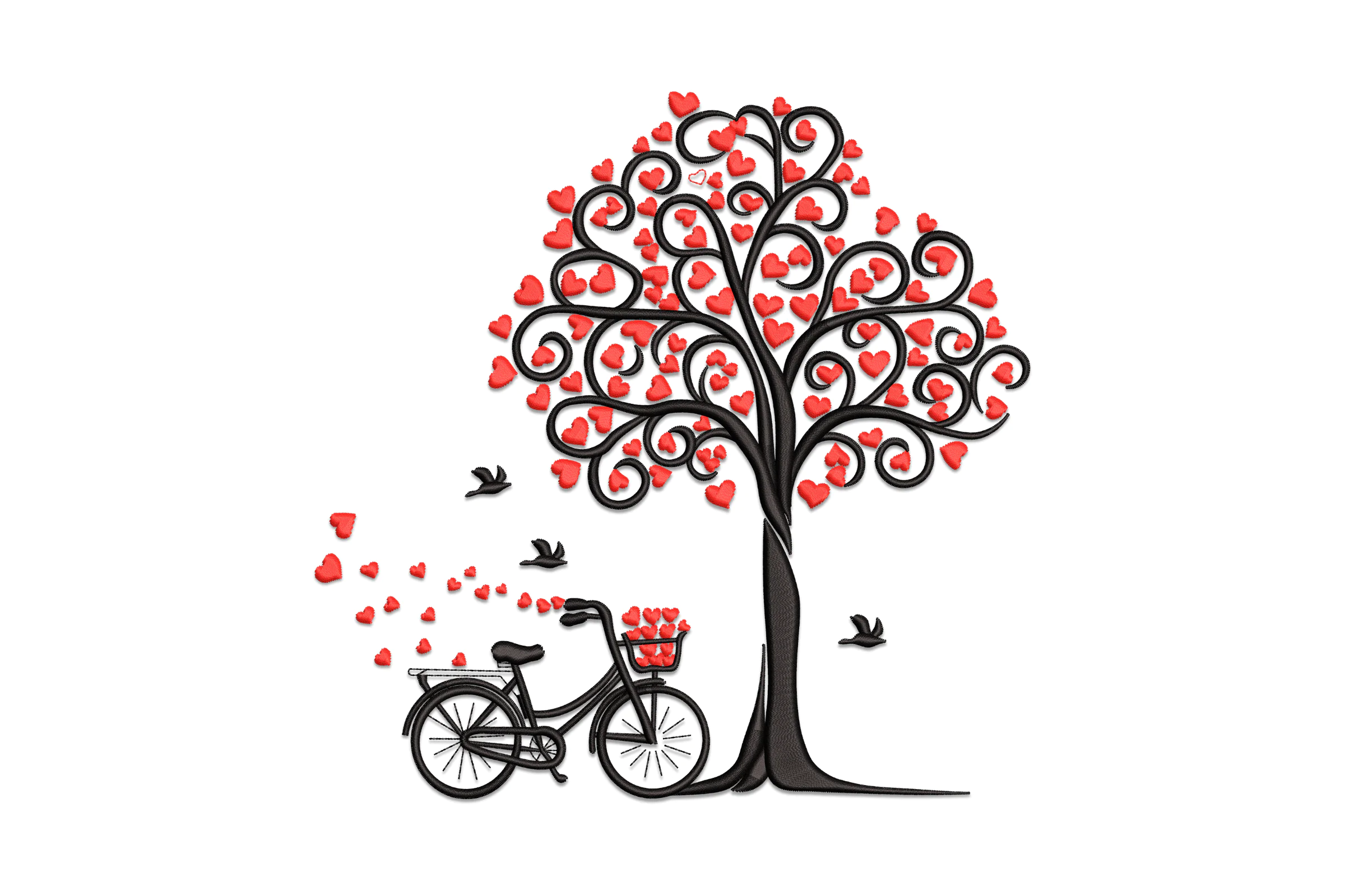 Bicycle Love Embroidery Design