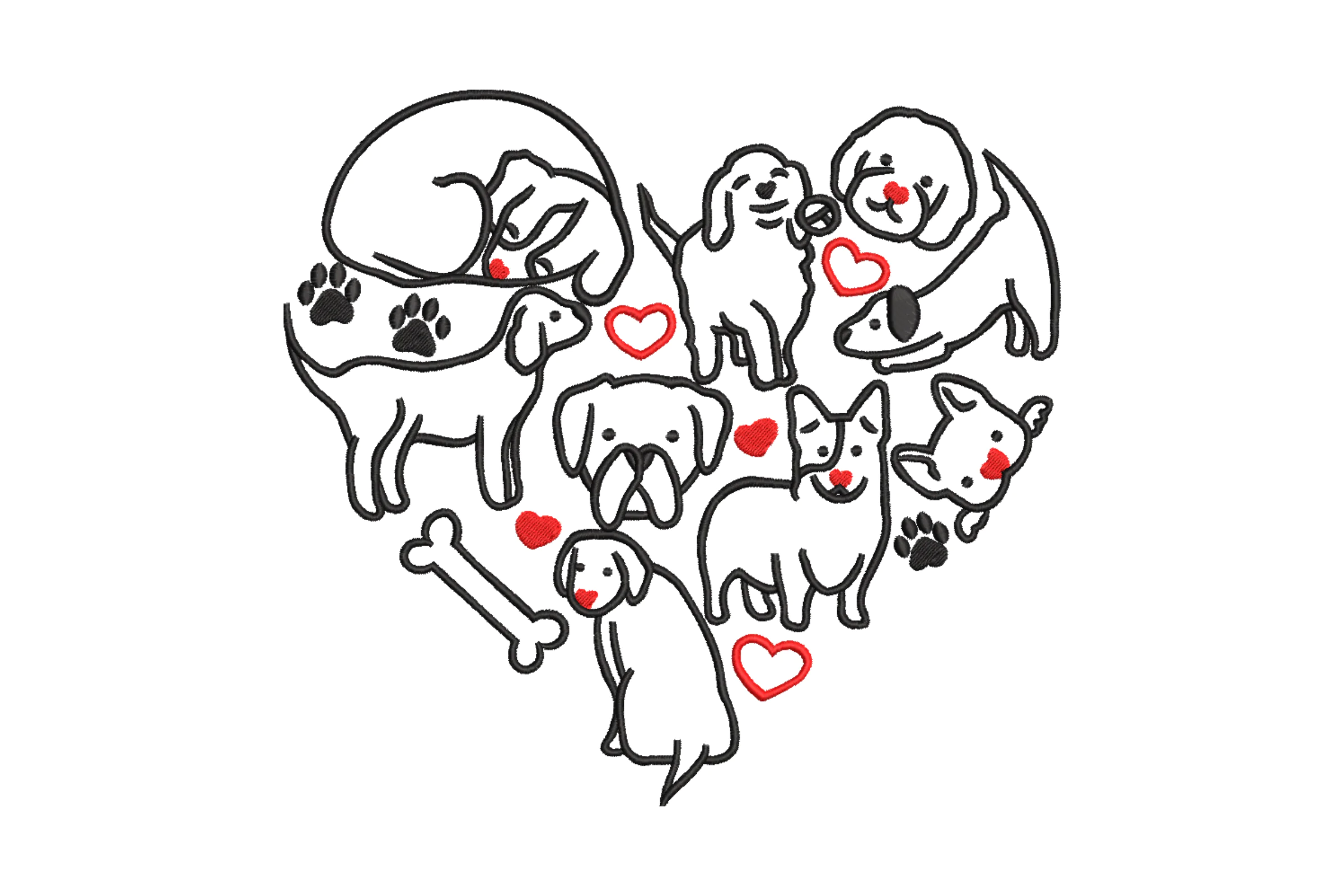 Dog Heart Embroidery Design File