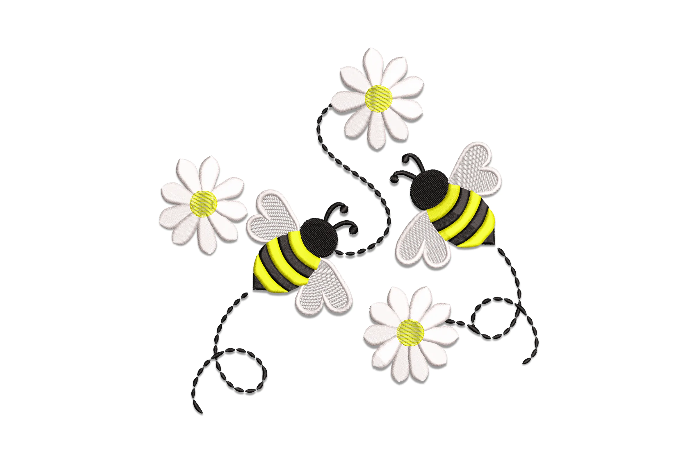 Bumble Bees and Daisies Embroidery Design